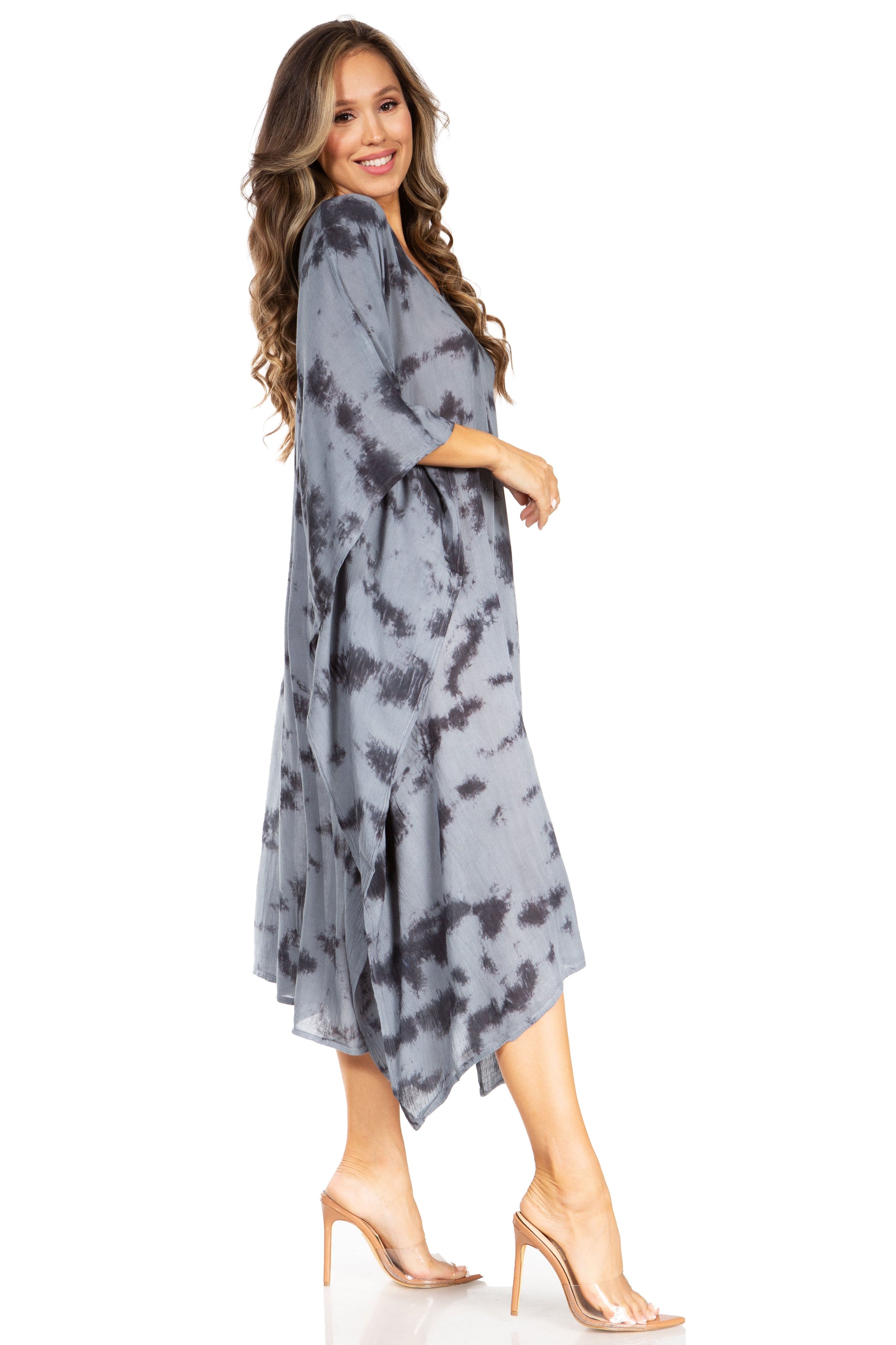 Sakkas Clementine Women's Tie Dye Caftan Dress/Cover Up Beach Kaftan Boho Summer - Concordia Style Boutique