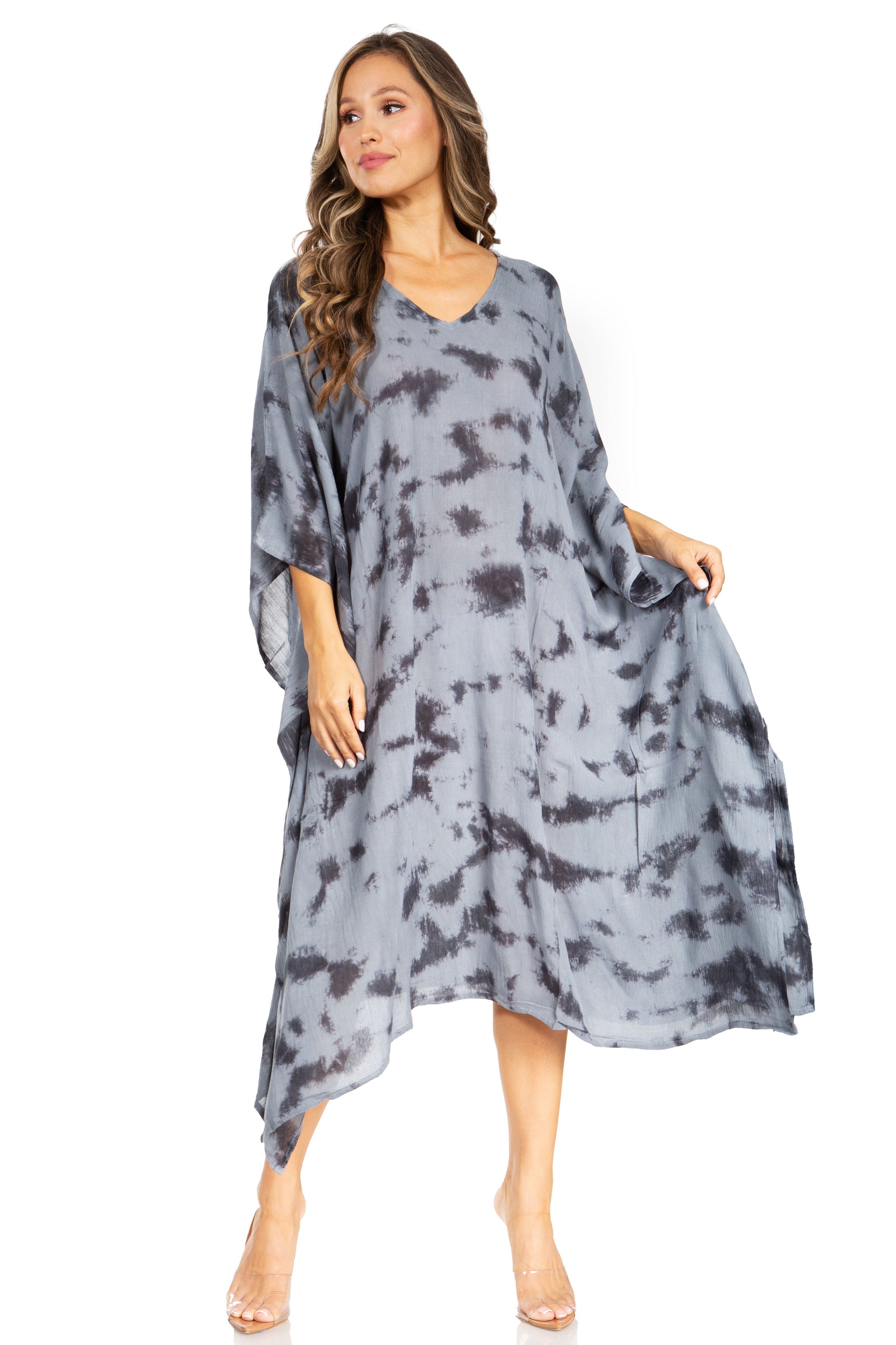 Sakkas Clementine Women's Tie Dye Caftan Dress/Cover Up Beach Kaftan Boho Summer - Concordia Style Boutique