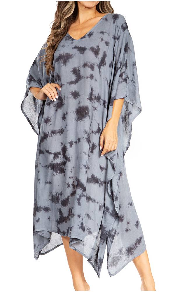 Sakkas Clementine Women's Tie Dye Caftan Dress/Cover Up Beach Kaftan Boho Summer - Concordia Style Boutique