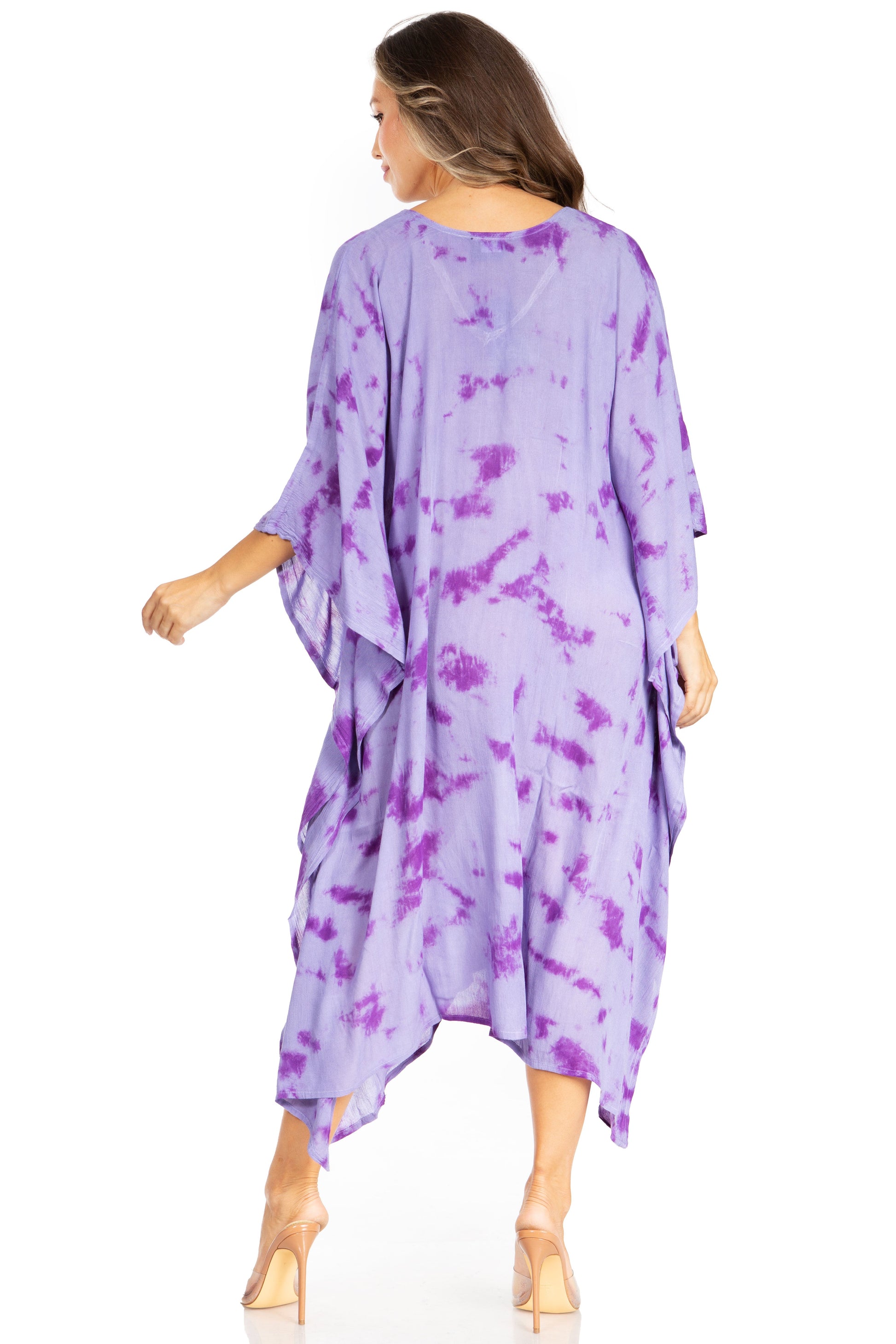 Sakkas Clementine Women's Tie Dye Caftan Dress/Cover Up Beach Kaftan Boho Summer - Concordia Style Boutique