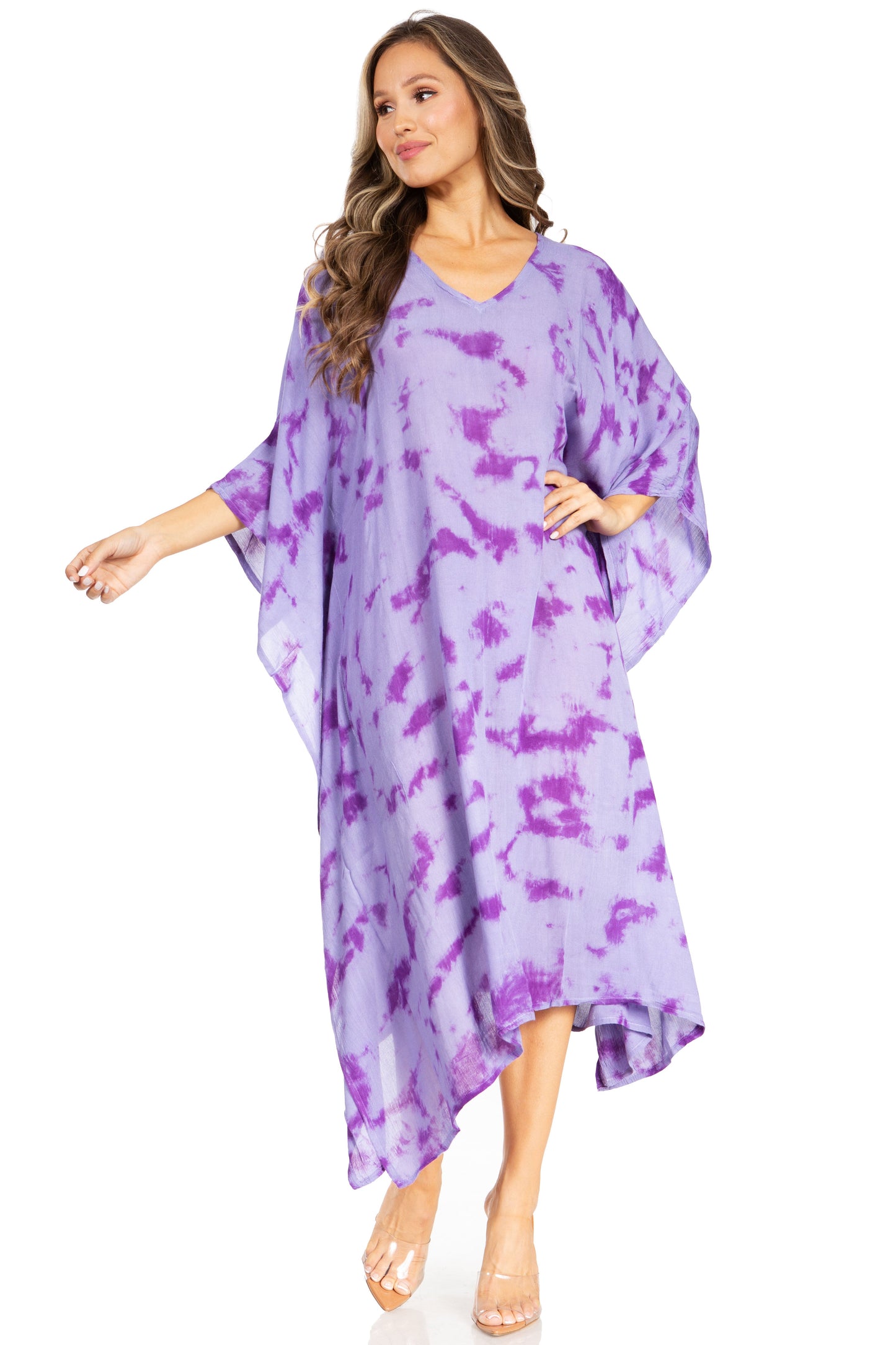 Sakkas Clementine Women's Tie Dye Caftan Dress/Cover Up Beach Kaftan Boho Summer - Concordia Style Boutique