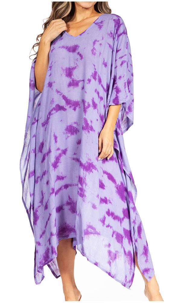 Sakkas Clementine Women's Tie Dye Caftan Dress/Cover Up Beach Kaftan Boho Summer - Concordia Style Boutique