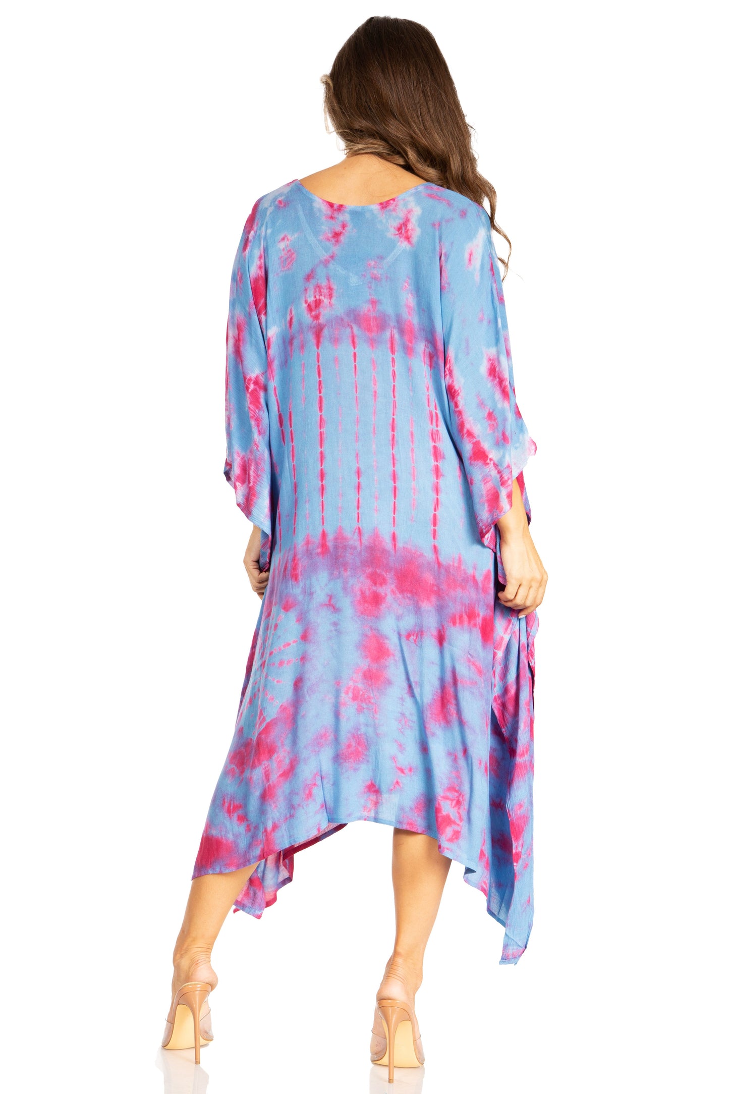 Sakkas Clementine Women's Tie Dye Caftan Dress/Cover Up Beach Kaftan Boho Summer - Concordia Style Boutique