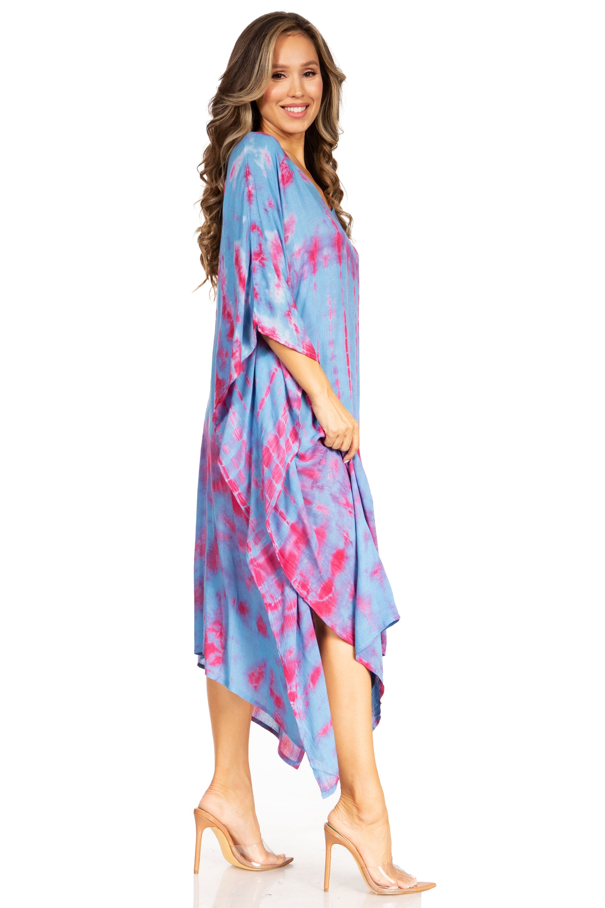 Sakkas Clementine Women's Tie Dye Caftan Dress/Cover Up Beach Kaftan Boho Summer - Concordia Style Boutique