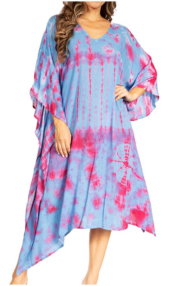Sakkas Clementine Women's Tie Dye Caftan Dress/Cover Up Beach Kaftan Boho Summer - Concordia Style Boutique