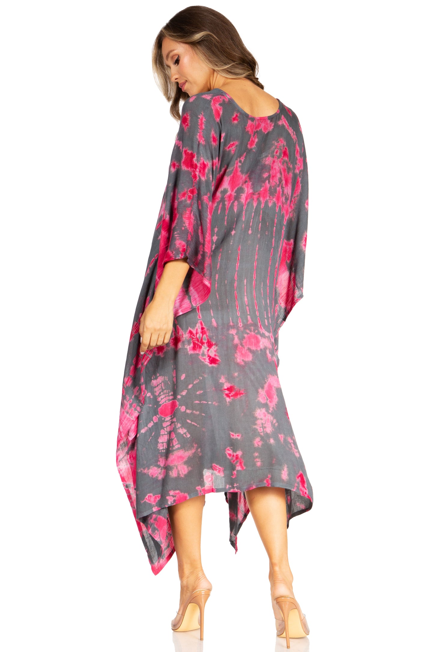 Sakkas Clementine Women's Tie Dye Caftan Dress/Cover Up Beach Kaftan Boho Summer - Concordia Style Boutique