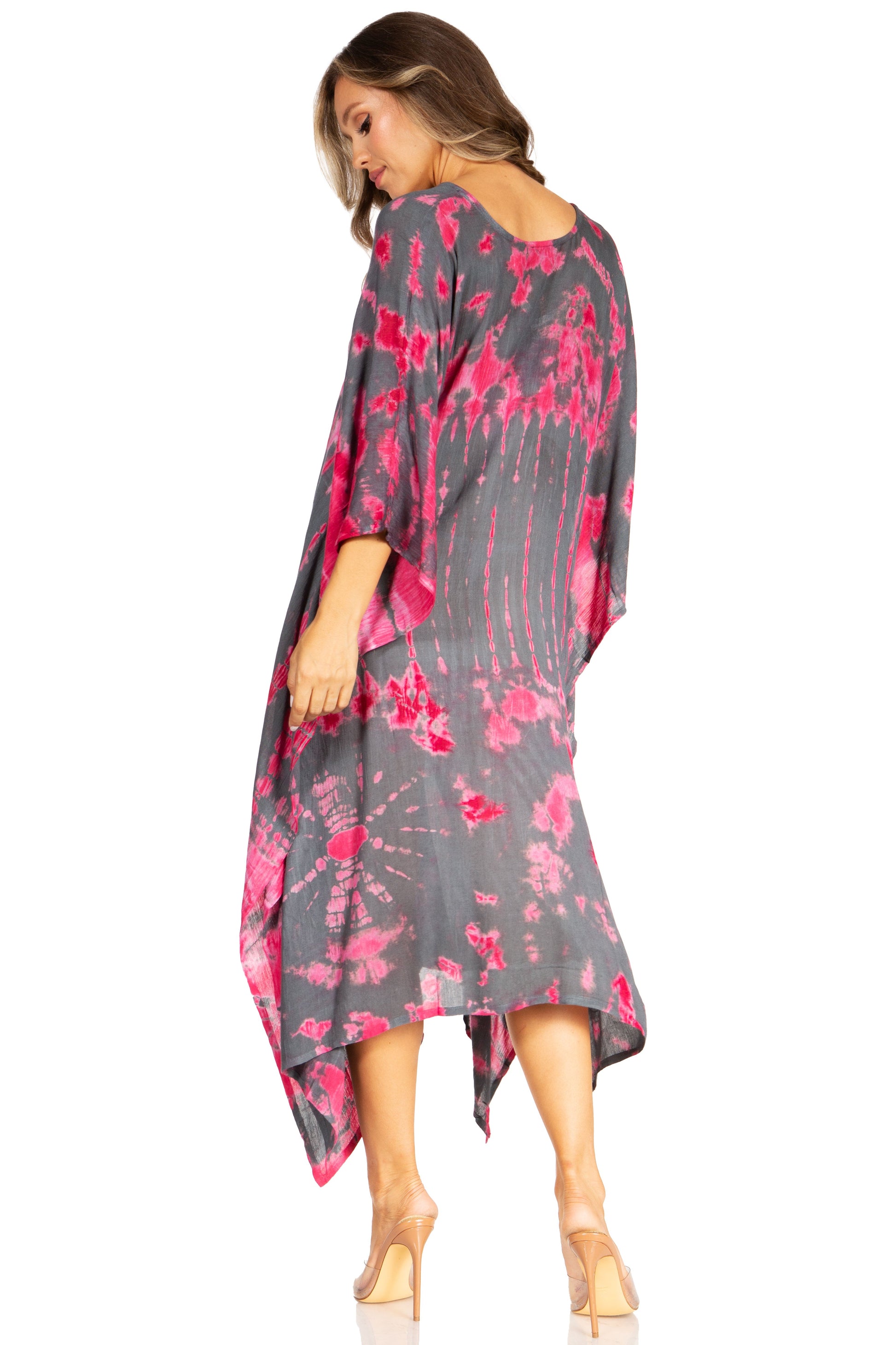 Sakkas Clementine Women's Tie Dye Caftan Dress/Cover Up Beach Kaftan Boho Summer - Concordia Style Boutique