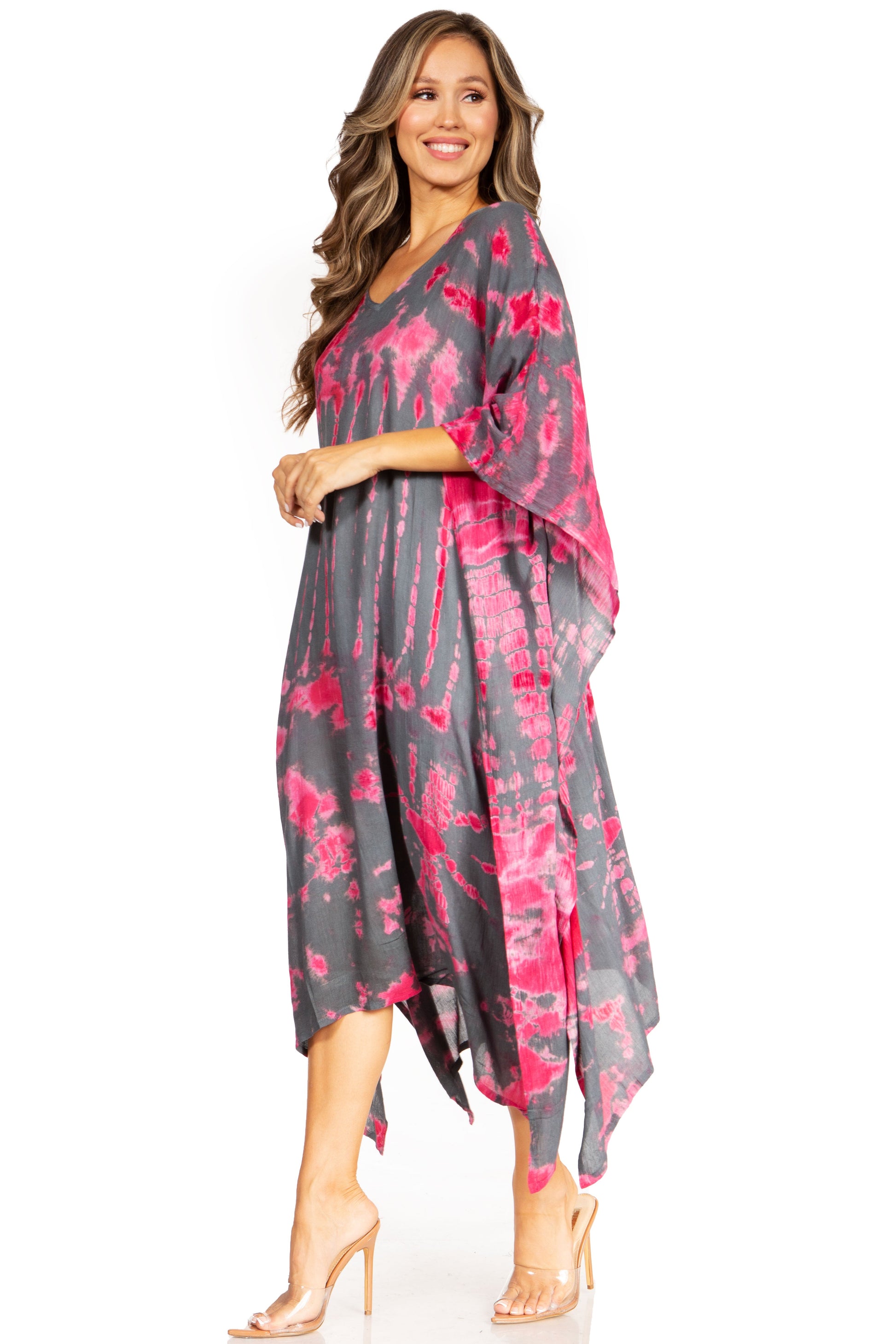 Sakkas Clementine Women's Tie Dye Caftan Dress/Cover Up Beach Kaftan Boho Summer - Concordia Style Boutique