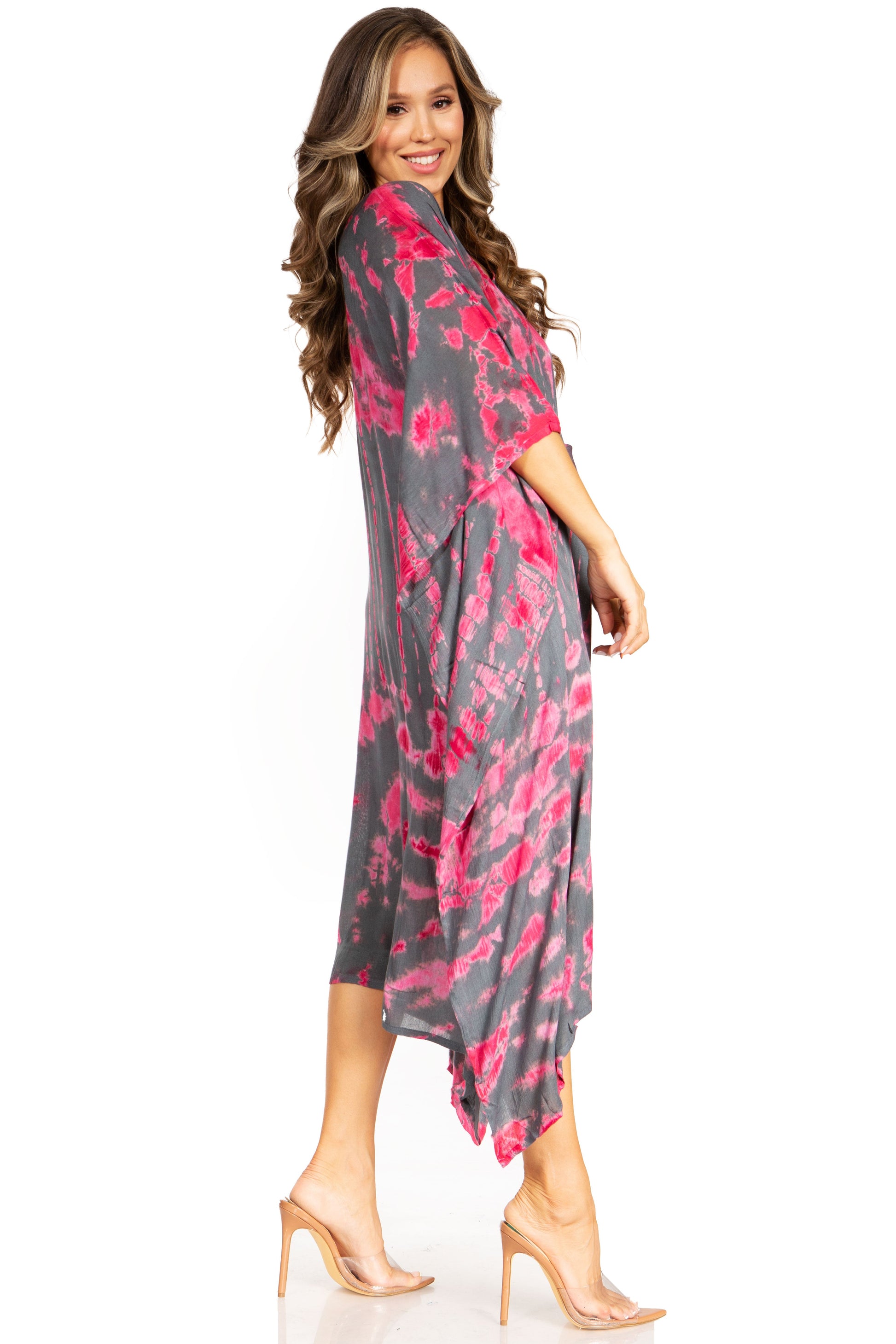 Sakkas Clementine Women's Tie Dye Caftan Dress/Cover Up Beach Kaftan Boho Summer - Concordia Style Boutique