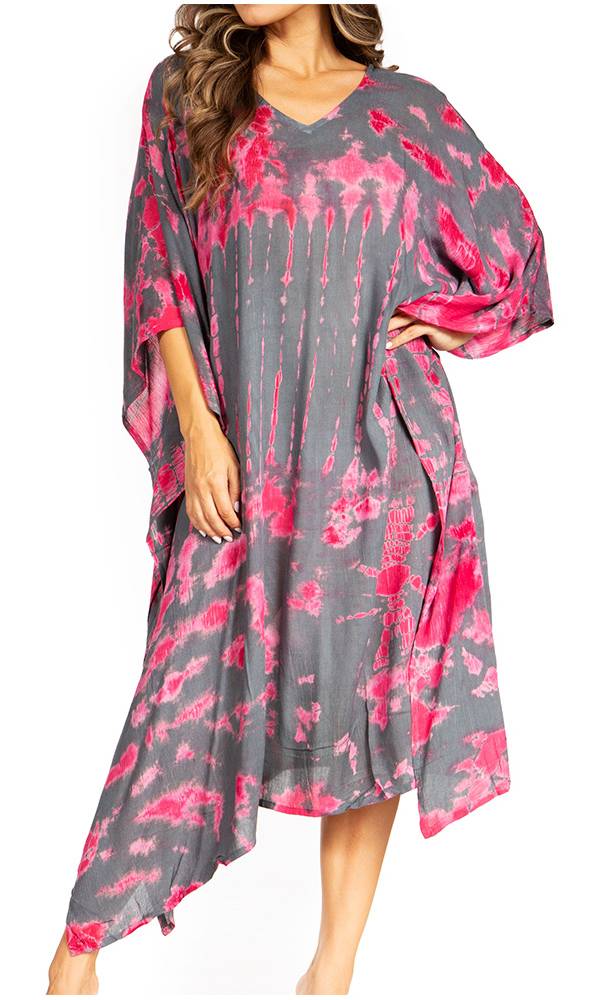 Sakkas Clementine Women's Tie Dye Caftan Dress/Cover Up Beach Kaftan Boho Summer - Concordia Style Boutique