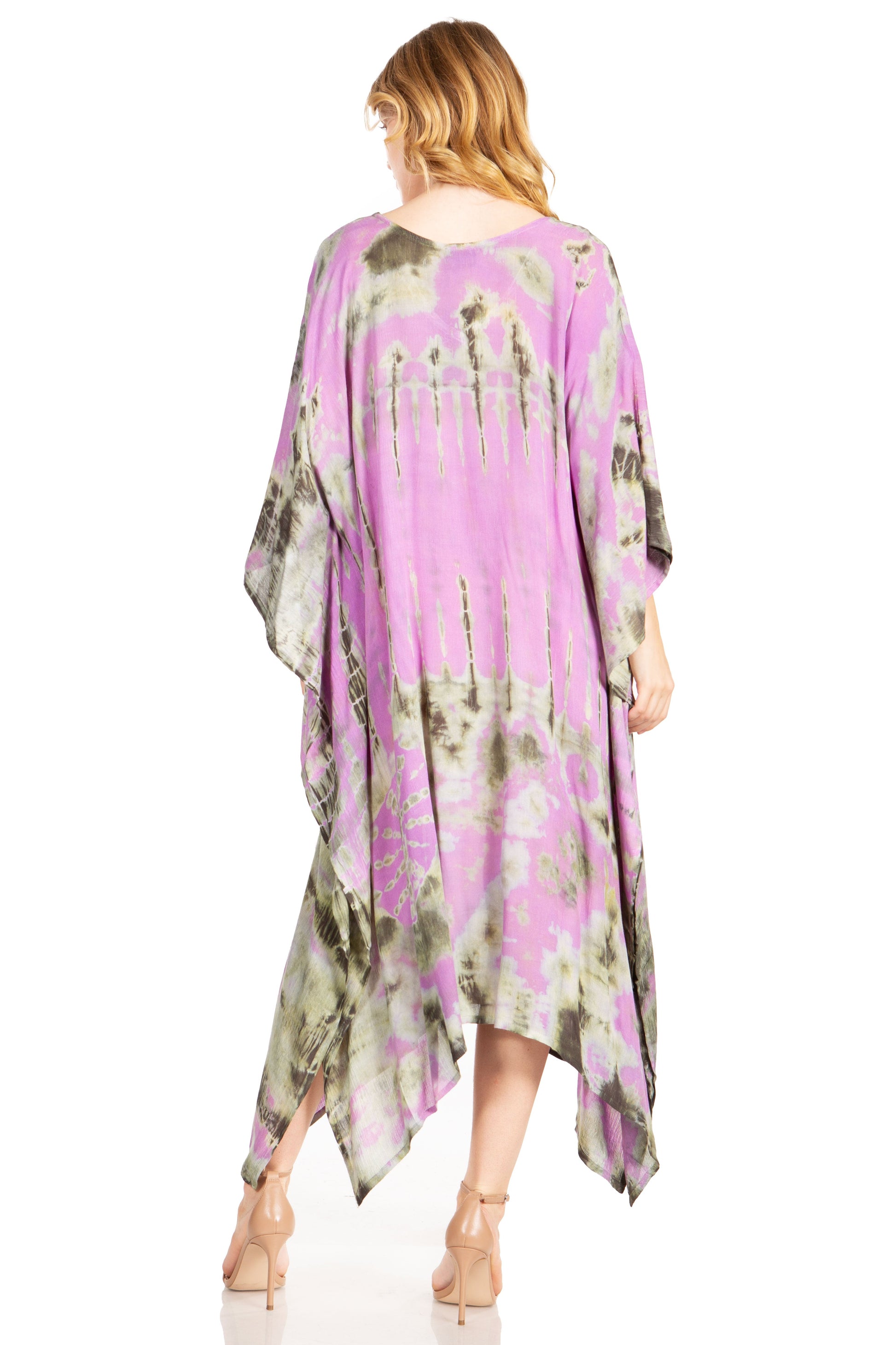 Sakkas Clementine Women's Tie Dye Caftan Dress/Cover Up Beach Kaftan Boho Summer - Concordia Style Boutique