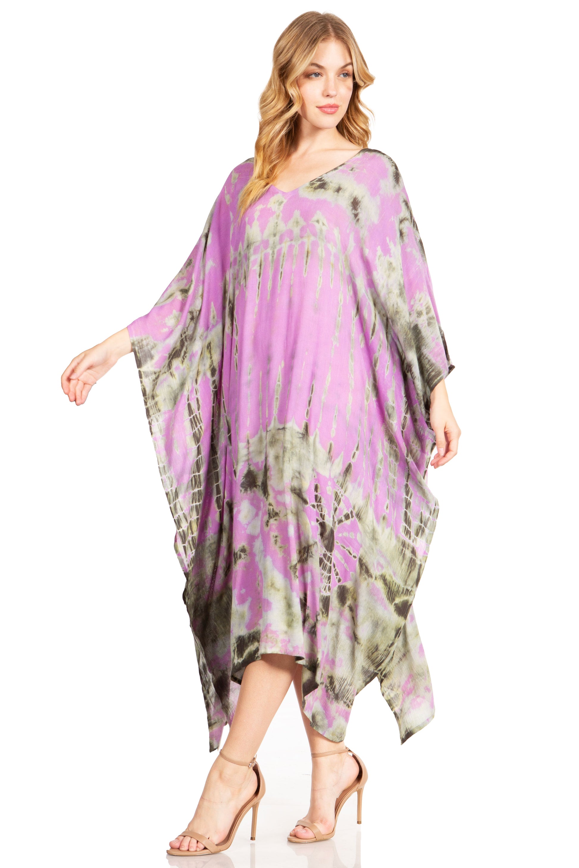 Sakkas Clementine Women's Tie Dye Caftan Dress/Cover Up Beach Kaftan Boho Summer - Concordia Style Boutique