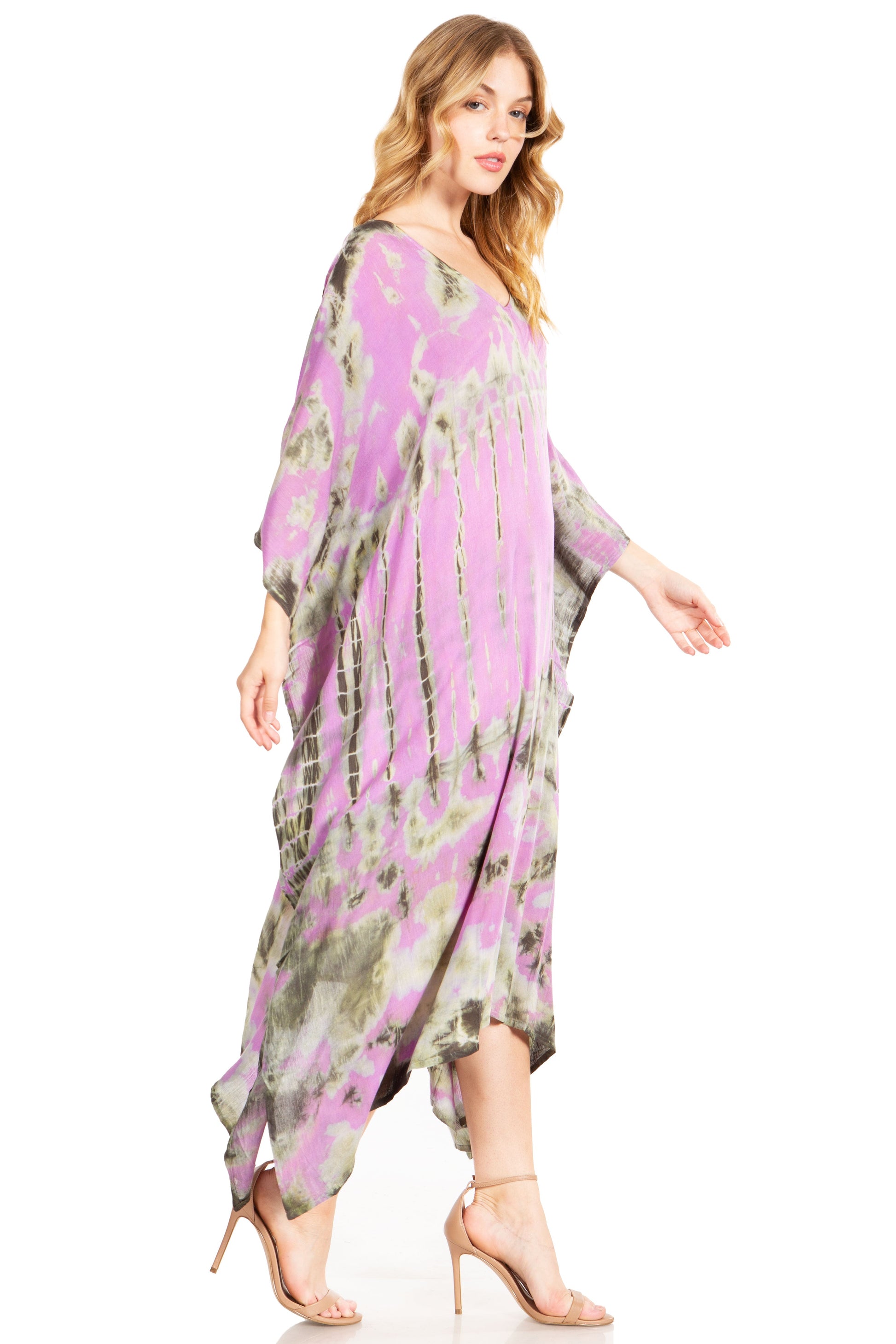 Sakkas Clementine Women's Tie Dye Caftan Dress/Cover Up Beach Kaftan Boho Summer - Concordia Style Boutique