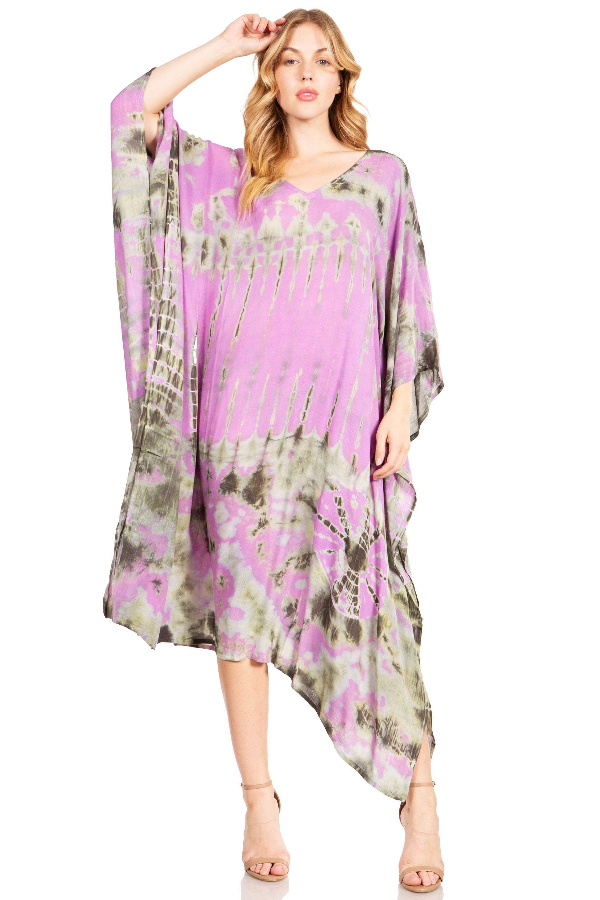 Sakkas Clementine Women's Tie Dye Caftan Dress/Cover Up Beach Kaftan Boho Summer - Concordia Style Boutique