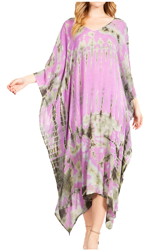 Sakkas Clementine Women's Tie Dye Caftan Dress/Cover Up Beach Kaftan Boho Summer - Concordia Style Boutique