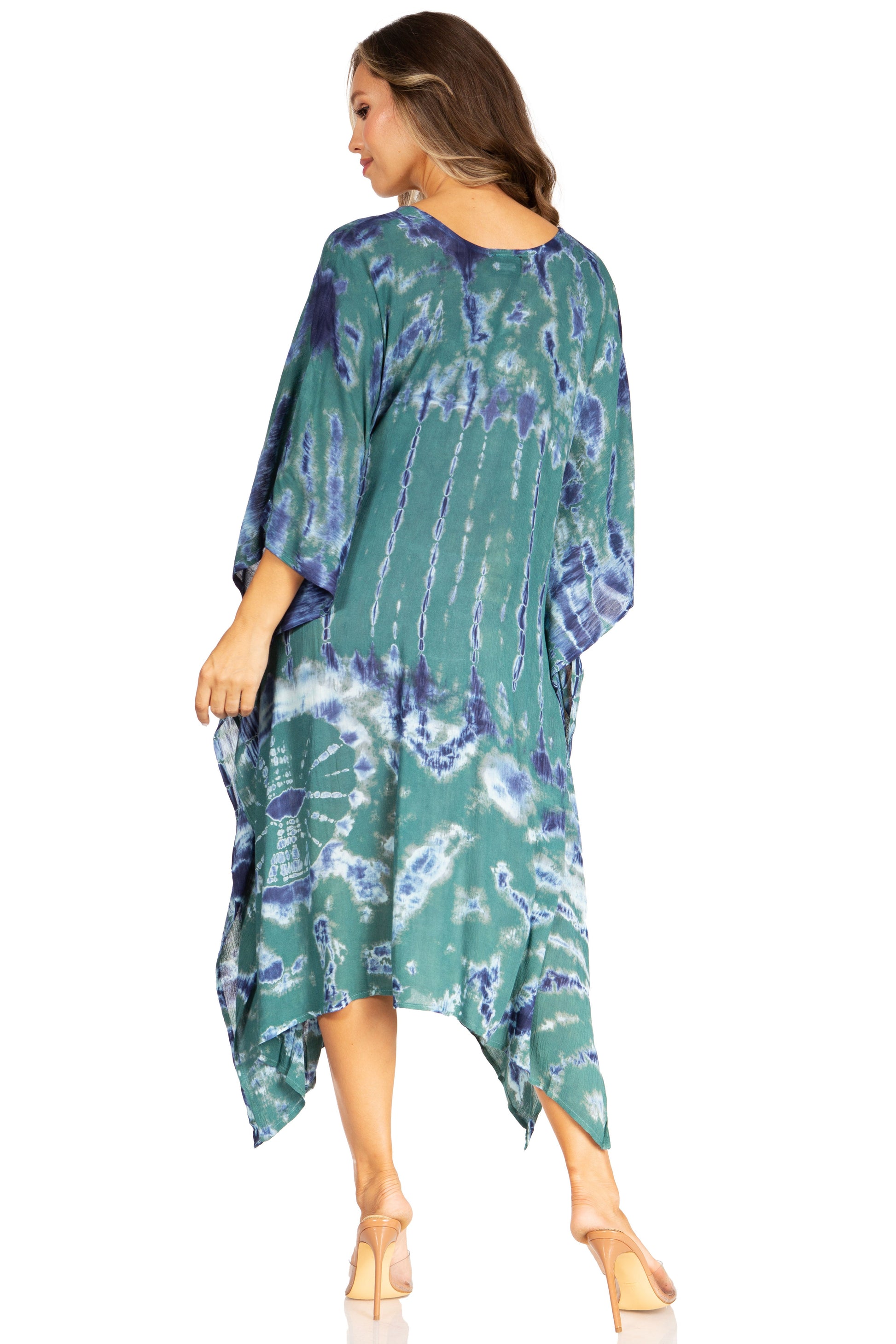 Sakkas Clementine Women's Tie Dye Caftan Dress/Cover Up Beach Kaftan Boho Summer - Concordia Style Boutique