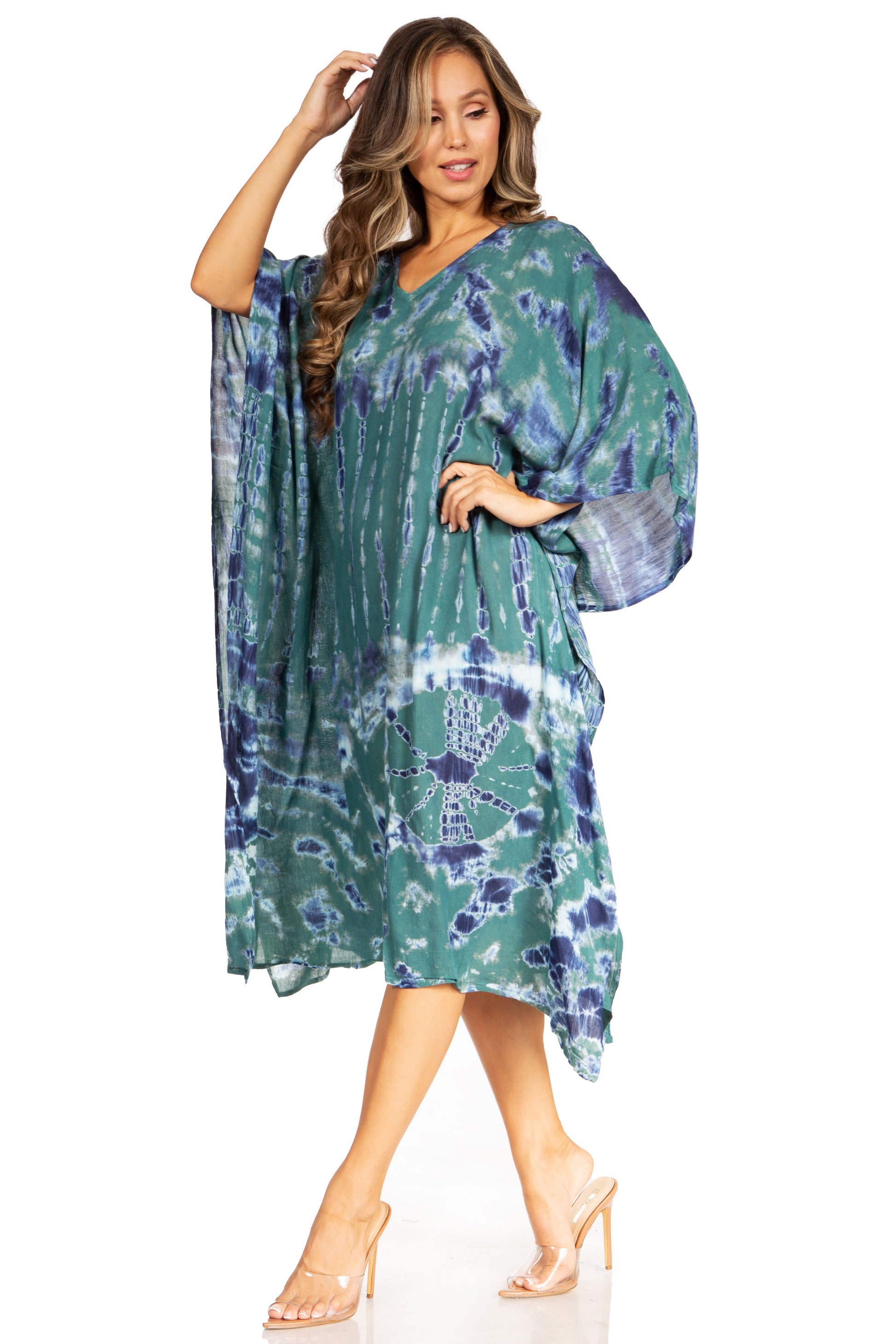 Sakkas Clementine Women's Tie Dye Caftan Dress/Cover Up Beach Kaftan Boho Summer - Concordia Style Boutique