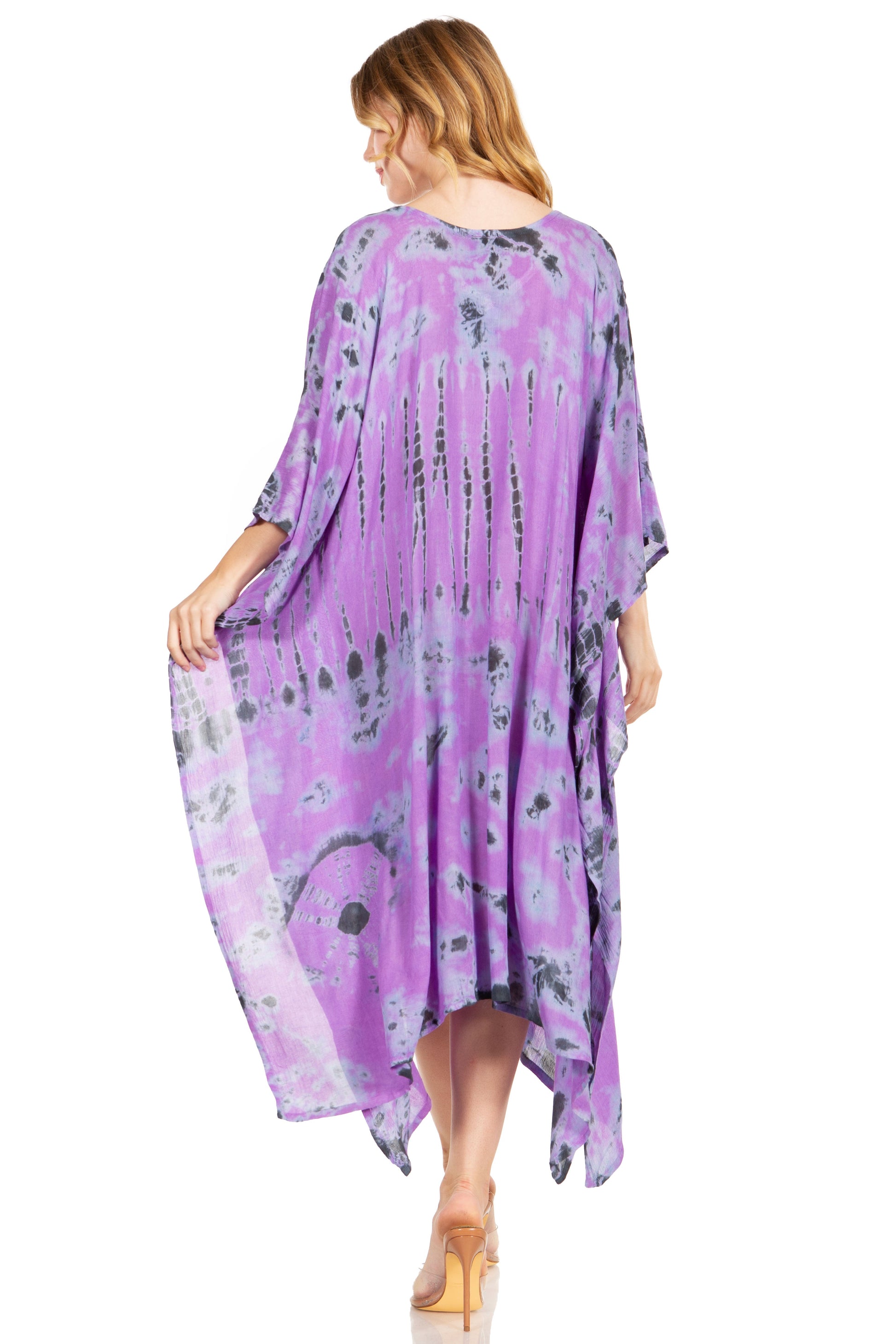 Sakkas Clementine Women's Tie Dye Caftan Dress/Cover Up Beach Kaftan Boho Summer - Concordia Style Boutique