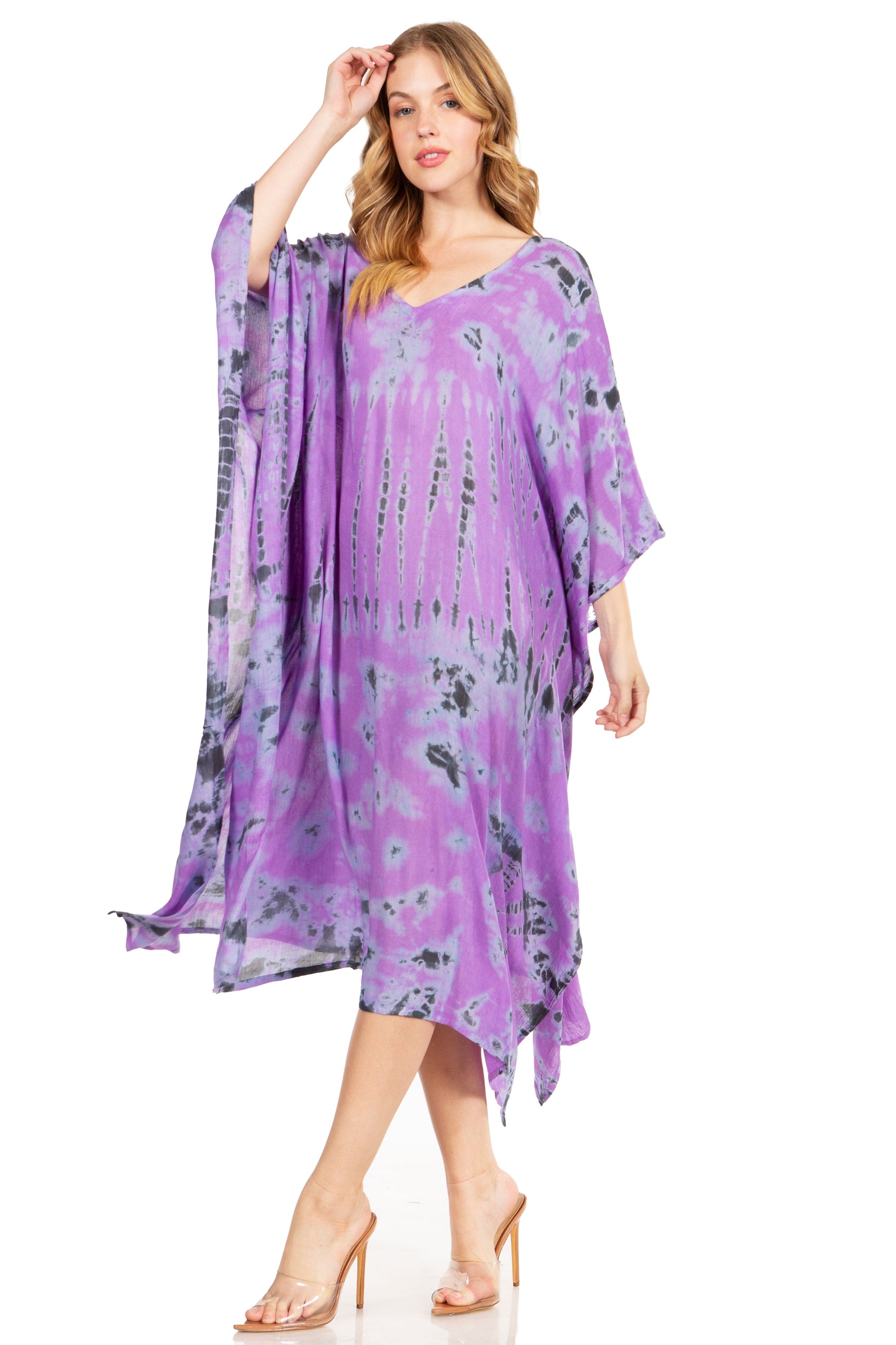 Sakkas Clementine Women's Tie Dye Caftan Dress/Cover Up Beach Kaftan Boho Summer - Concordia Style Boutique