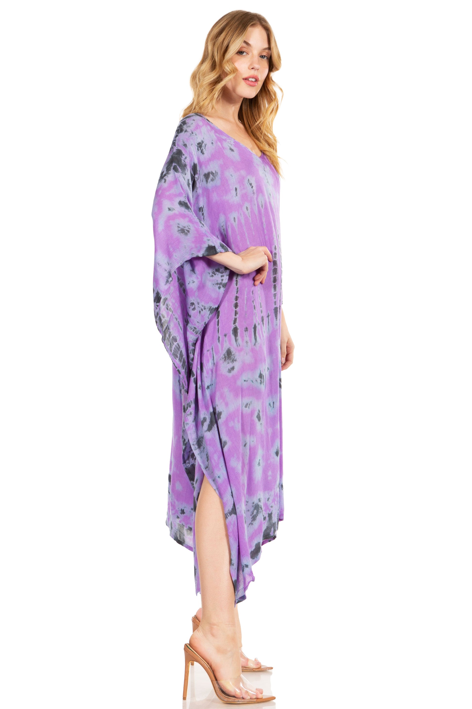 Sakkas Clementine Women's Tie Dye Caftan Dress/Cover Up Beach Kaftan Boho Summer - Concordia Style Boutique