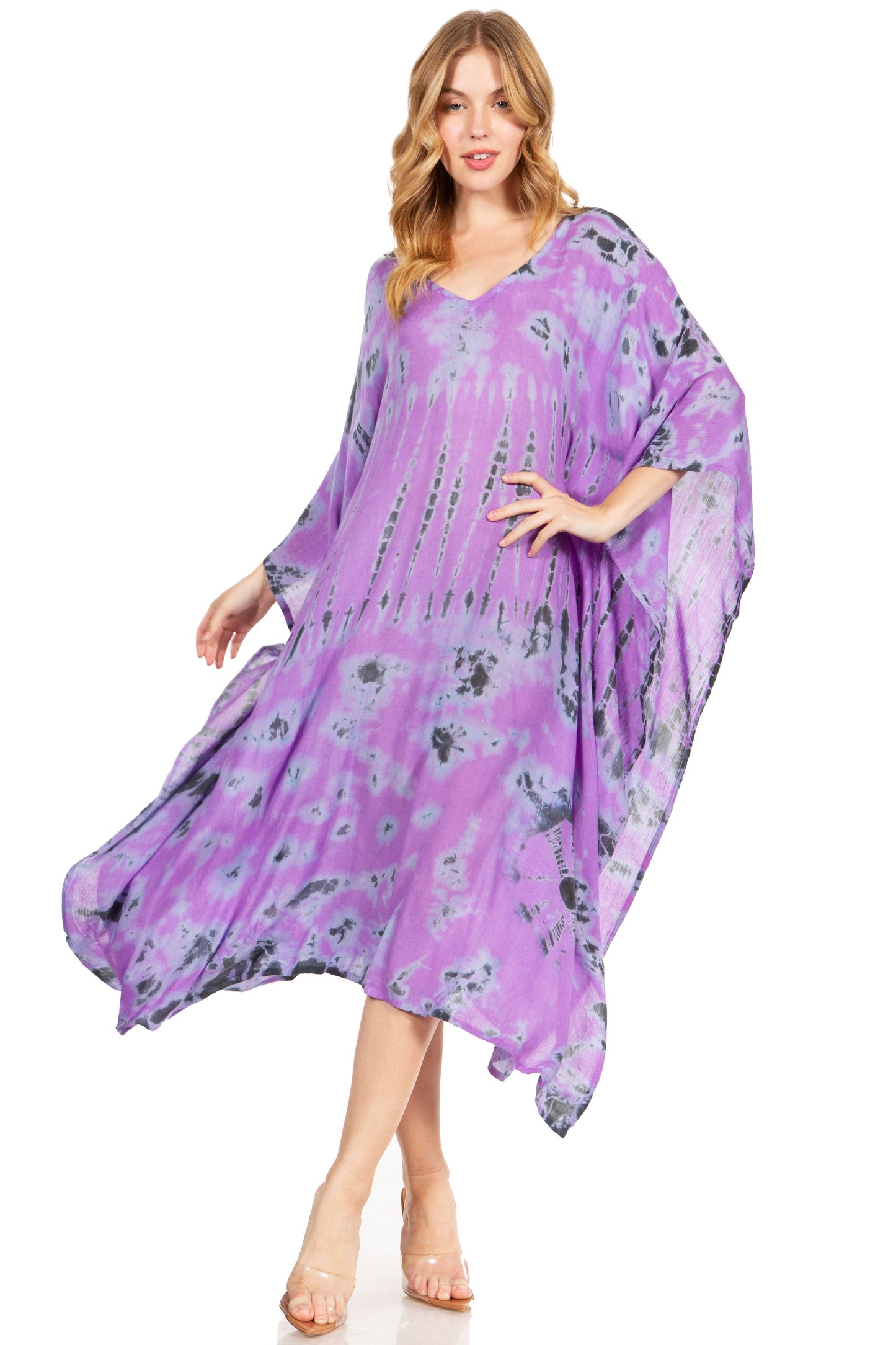 Sakkas Clementine Women's Tie Dye Caftan Dress/Cover Up Beach Kaftan Boho Summer - Concordia Style Boutique