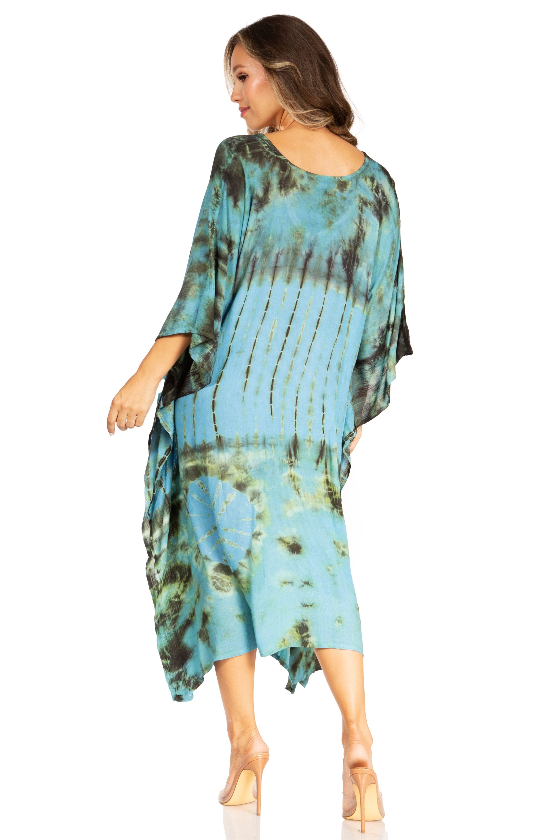 Sakkas Clementine Women's Tie Dye Caftan Dress/Cover Up Beach Kaftan Boho Summer - Concordia Style Boutique