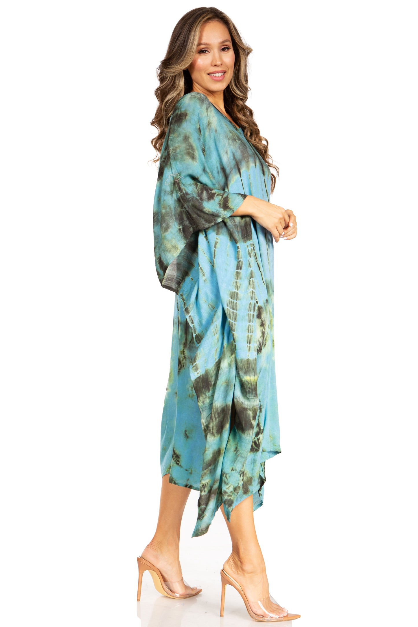 Sakkas Clementine Women's Tie Dye Caftan Dress/Cover Up Beach Kaftan Boho Summer - Concordia Style Boutique