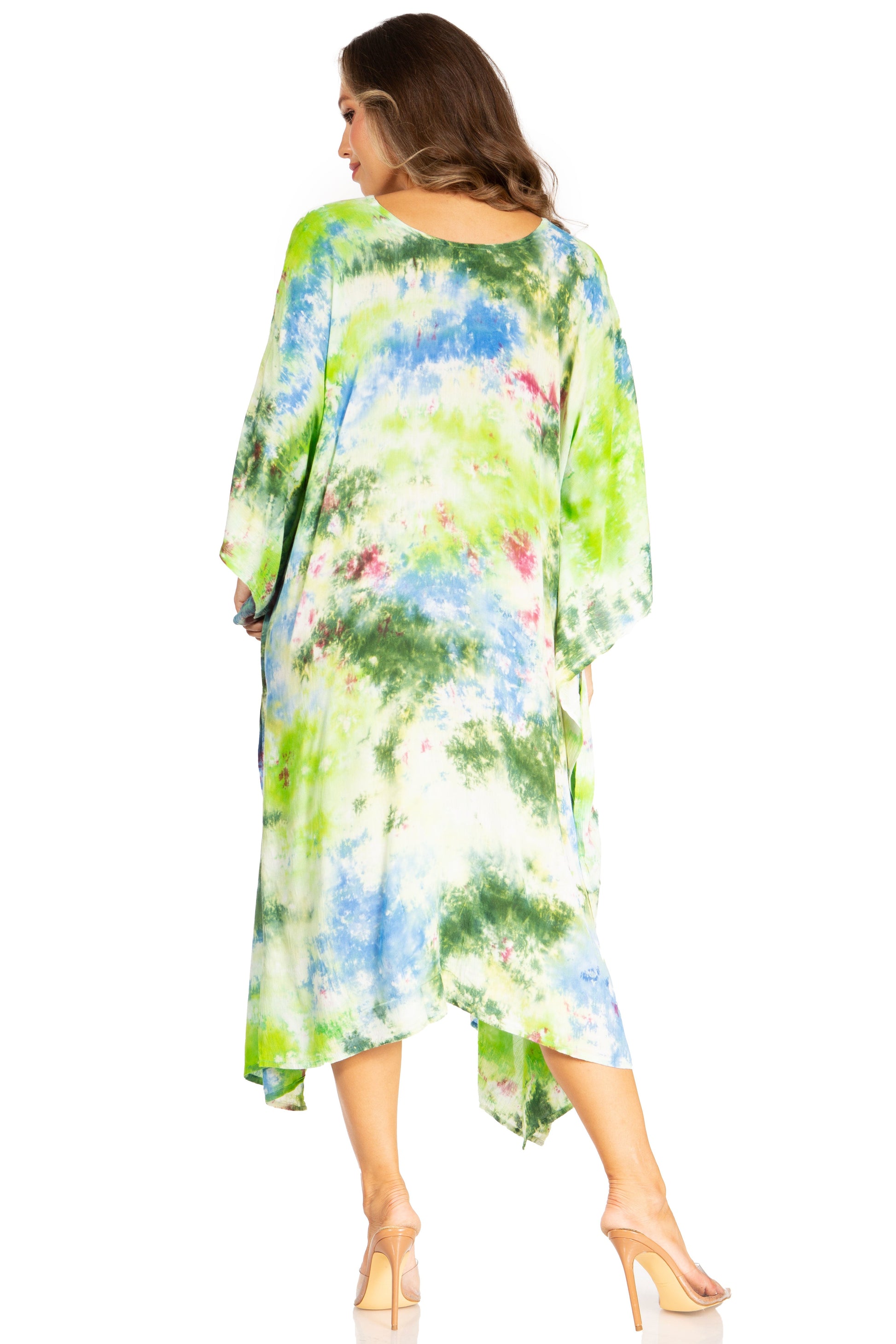 Sakkas Clementine Second Women's Tie Dye Caftan Dress/Cover Up Beach Kaftan Boho - Concordia Style Boutique