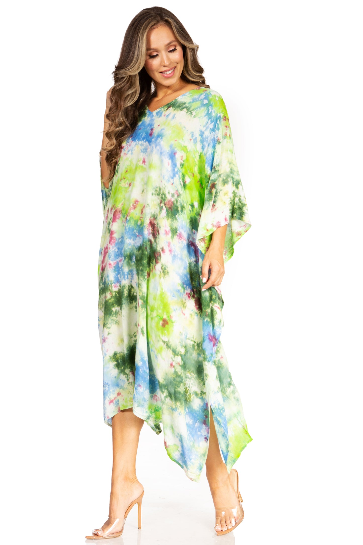 Sakkas Clementine Second Women's Tie Dye Caftan Dress/Cover Up Beach Kaftan Boho - Concordia Style Boutique