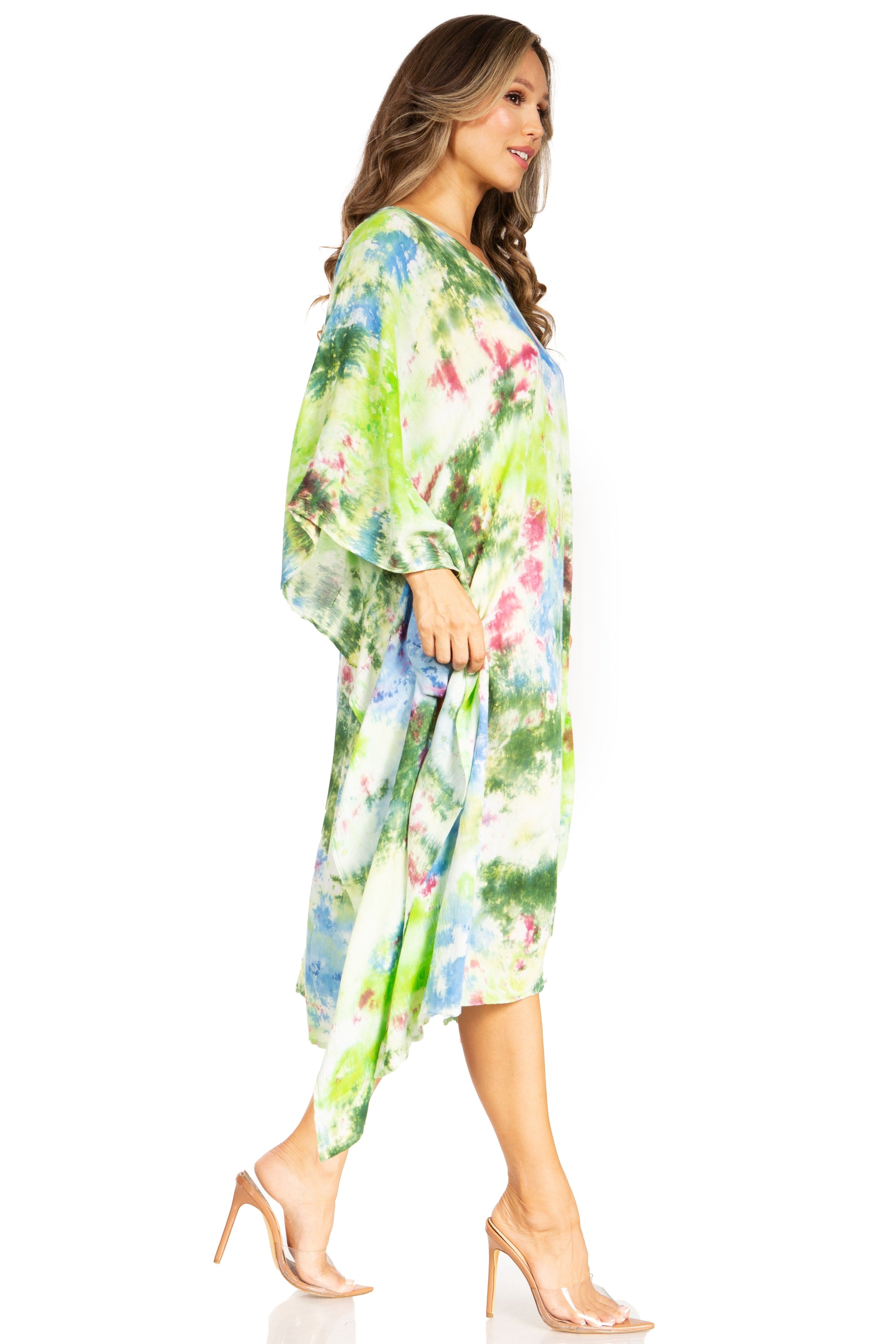 Sakkas Clementine Second Women's Tie Dye Caftan Dress/Cover Up Beach Kaftan Boho - Concordia Style Boutique