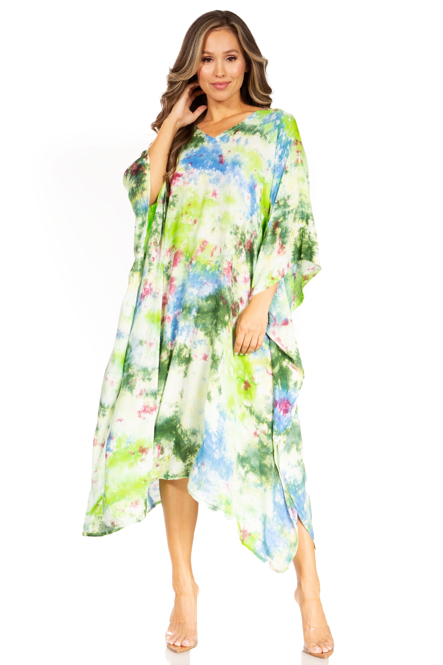 Sakkas Clementine Second Women's Tie Dye Caftan Dress/Cover Up Beach Kaftan Boho - Concordia Style Boutique
