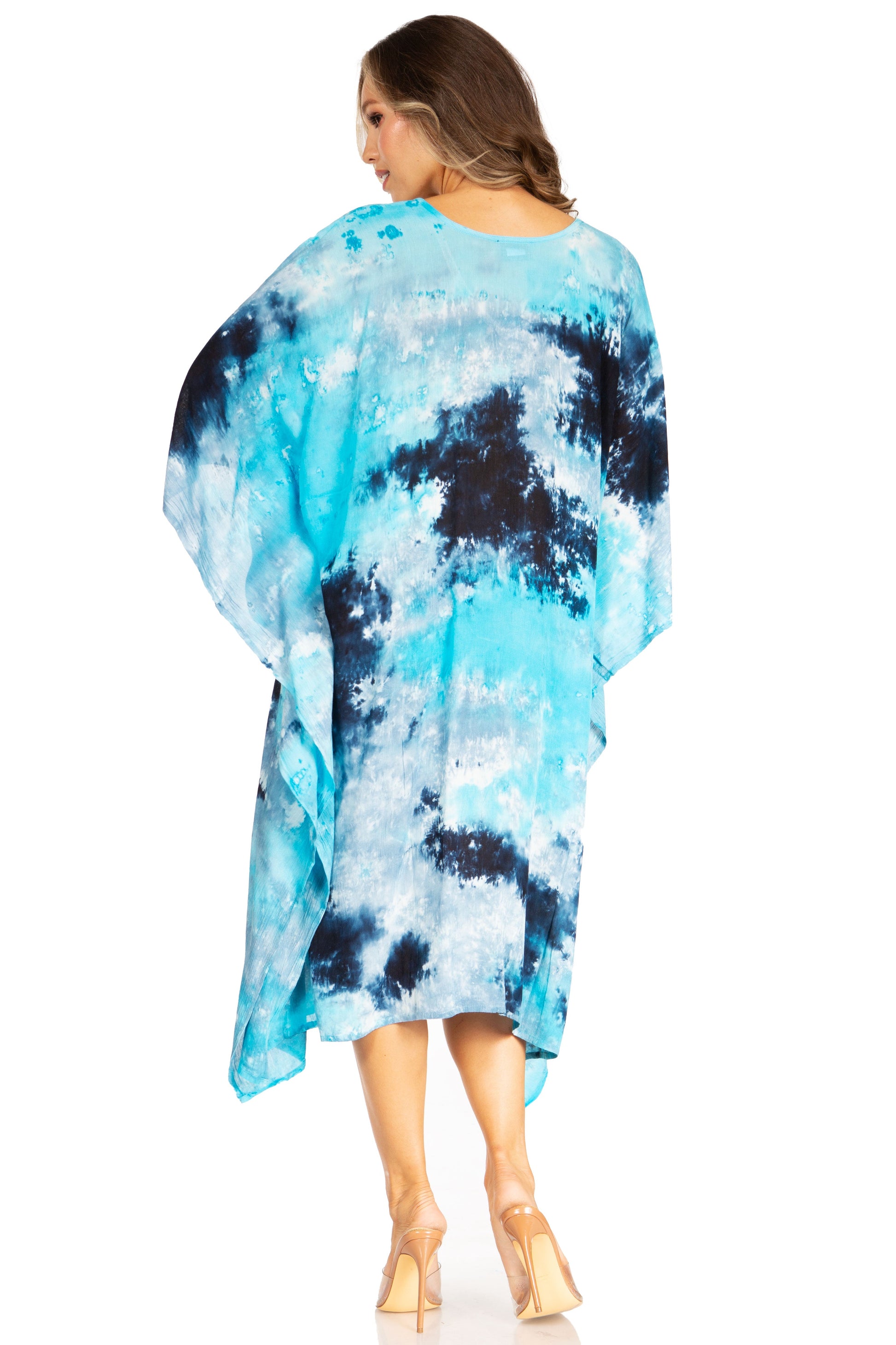 Sakkas Clementine Second Women's Tie Dye Caftan Dress/Cover Up Beach Kaftan Boho - Concordia Style Boutique
