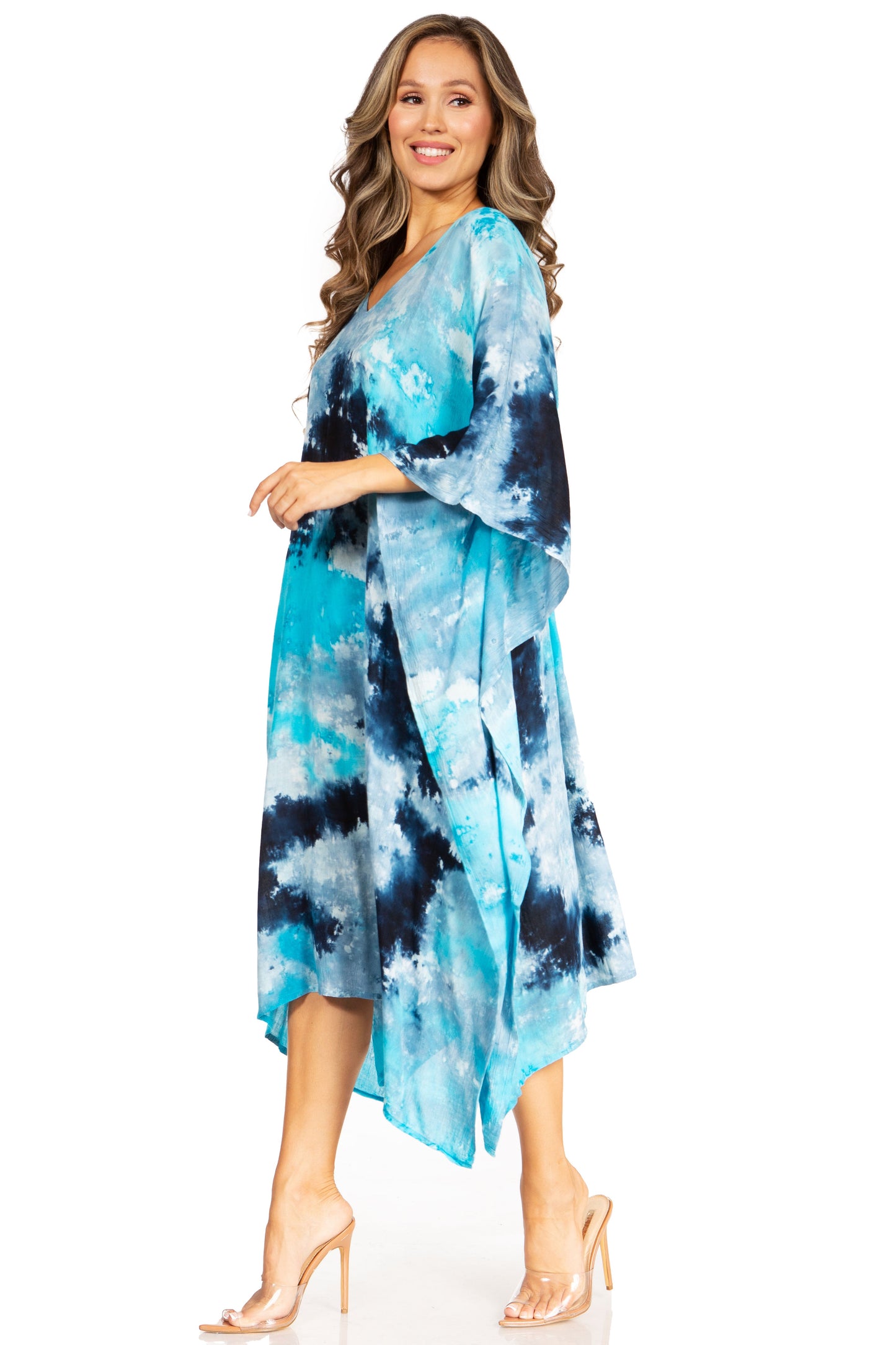 Sakkas Clementine Second Women's Tie Dye Caftan Dress/Cover Up Beach Kaftan Boho - Concordia Style Boutique