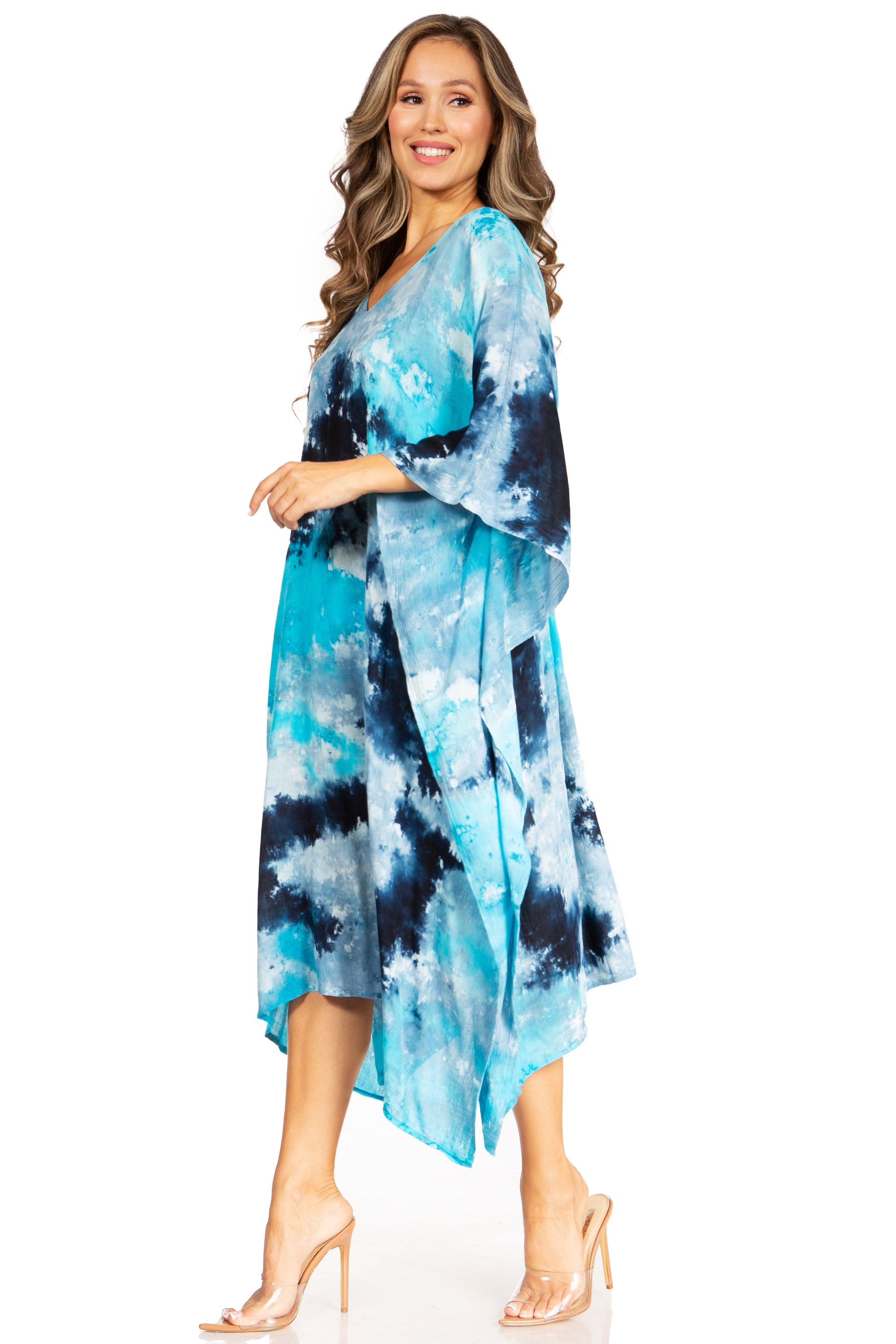 Sakkas Clementine Second Women's Tie Dye Caftan Dress/Cover Up Beach Kaftan Boho - Concordia Style Boutique