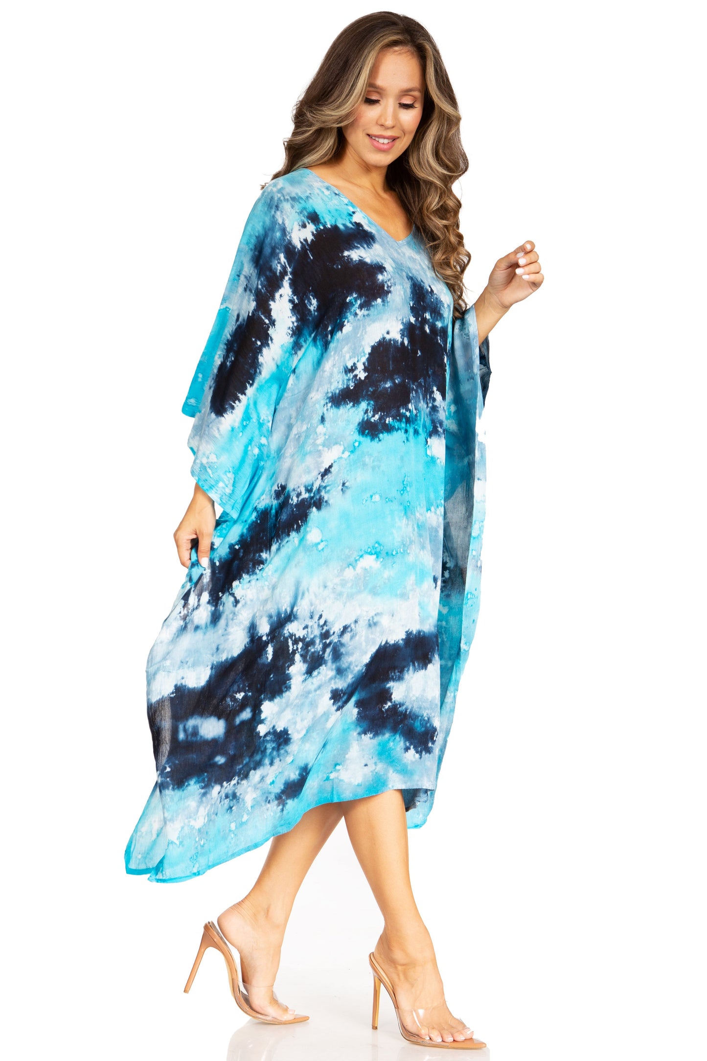 Sakkas Clementine Second Women's Tie Dye Caftan Dress/Cover Up Beach Kaftan Boho - Concordia Style Boutique