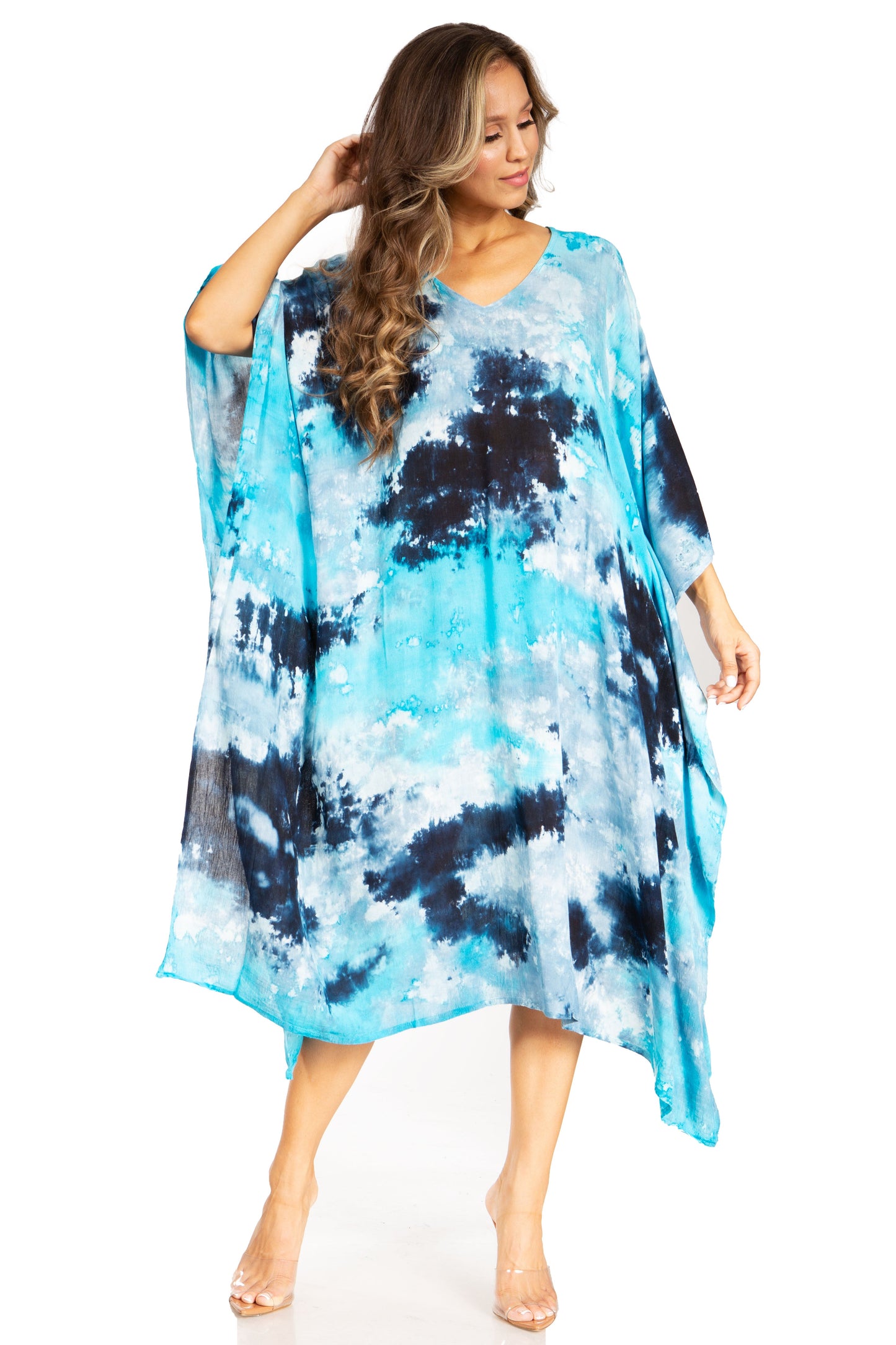 Sakkas Clementine Second Women's Tie Dye Caftan Dress/Cover Up Beach Kaftan Boho - Concordia Style Boutique