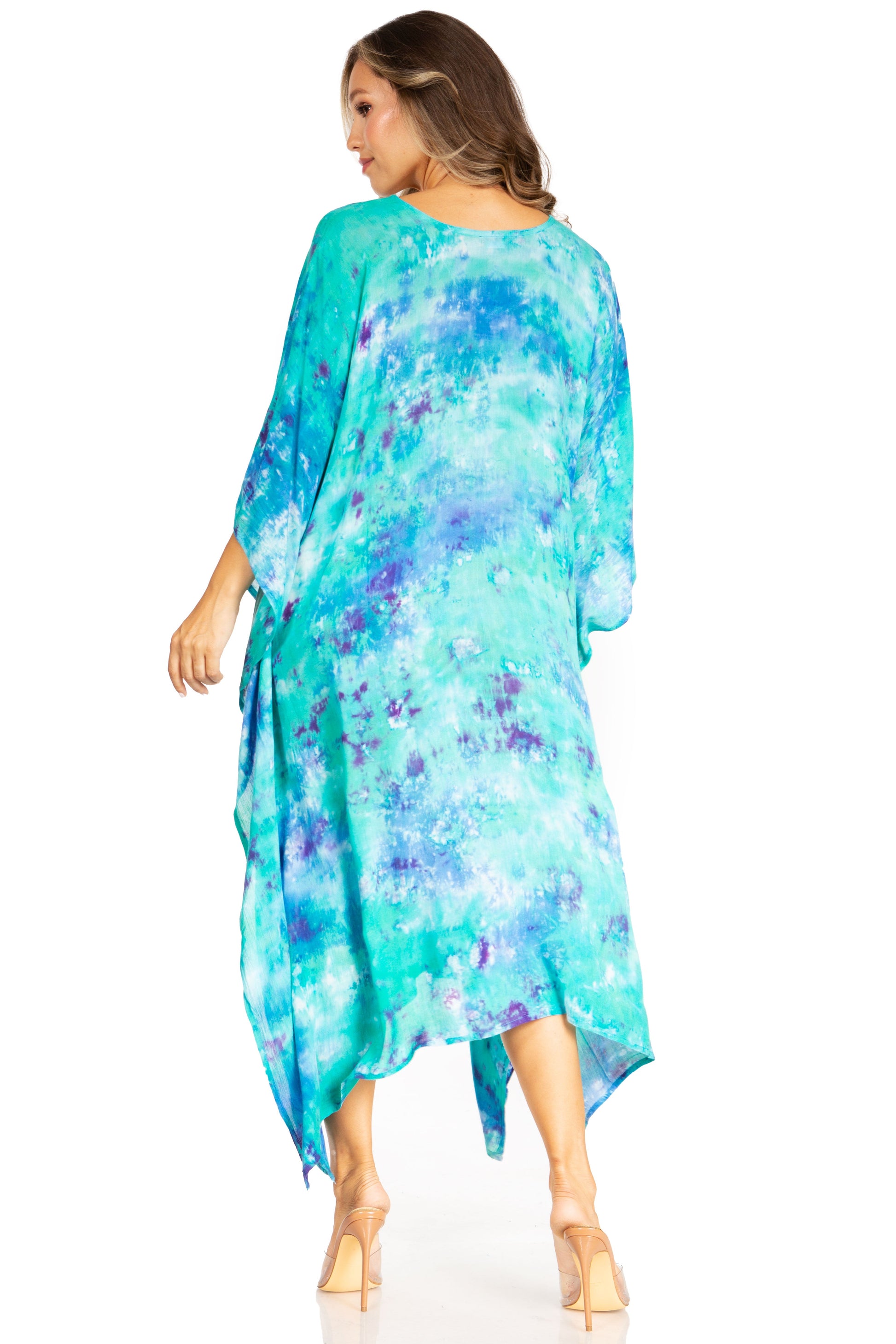 Sakkas Clementine Second Women's Tie Dye Caftan Dress/Cover Up Beach Kaftan Boho - Concordia Style Boutique
