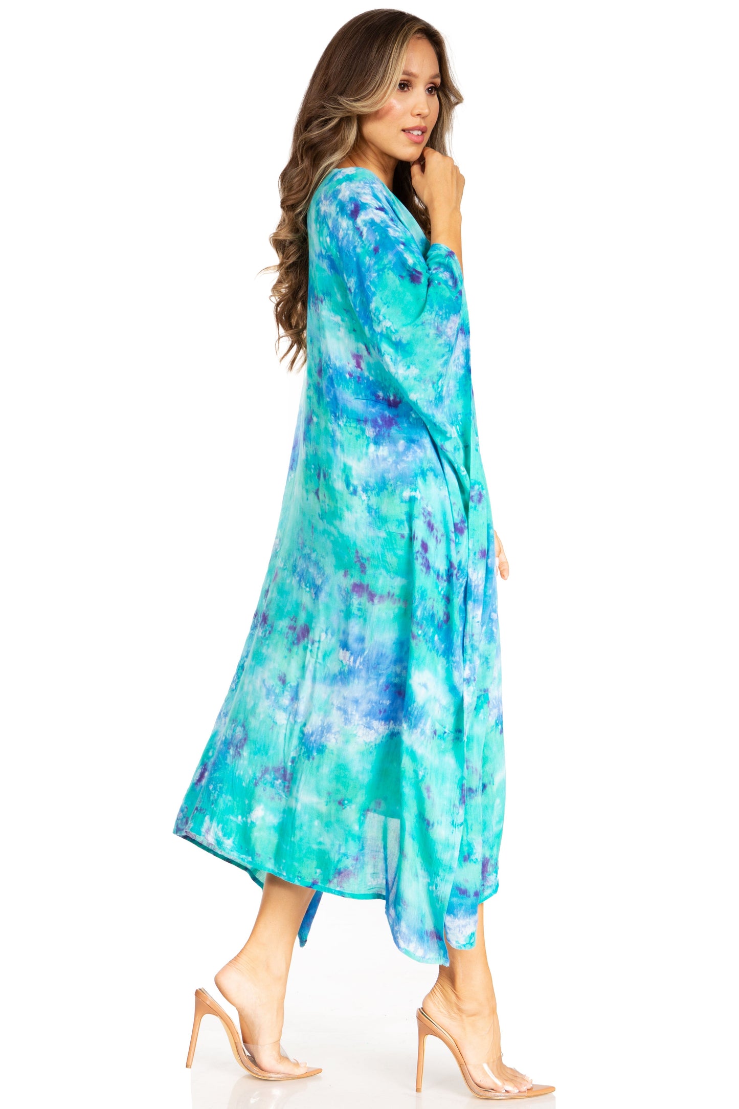 Sakkas Clementine Second Women's Tie Dye Caftan Dress/Cover Up Beach Kaftan Boho - Concordia Style Boutique