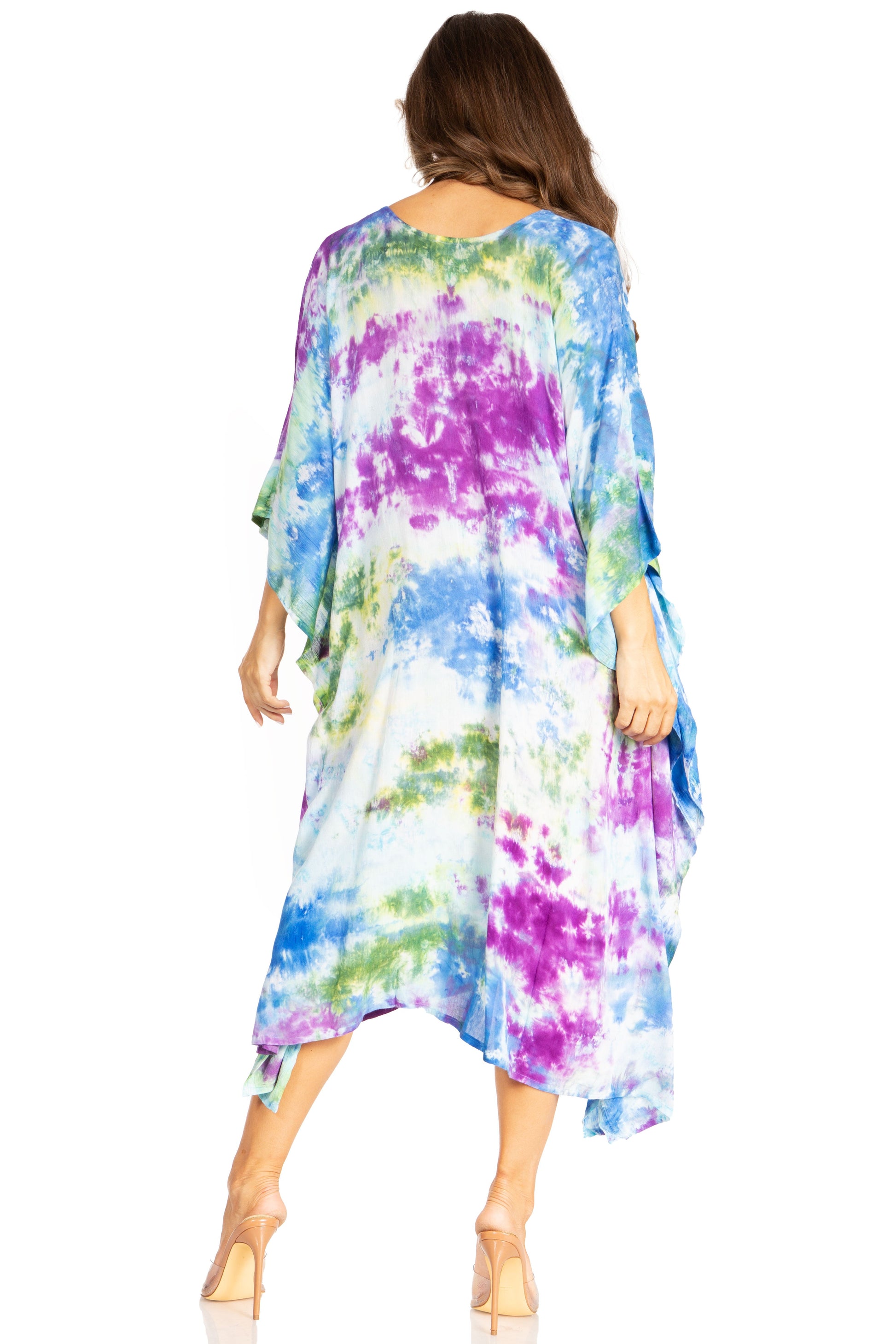 Sakkas Clementine Second Women's Tie Dye Caftan Dress/Cover Up Beach Kaftan Boho - Concordia Style Boutique