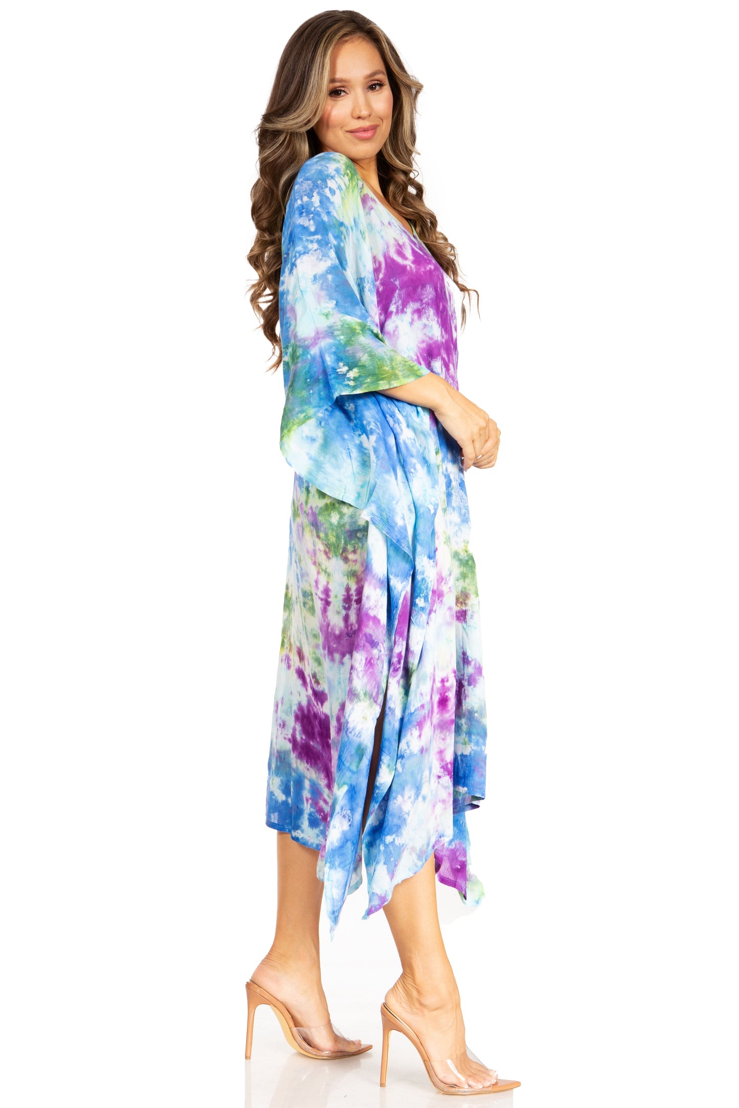 Sakkas Clementine Second Women's Tie Dye Caftan Dress/Cover Up Beach Kaftan Boho - Concordia Style Boutique