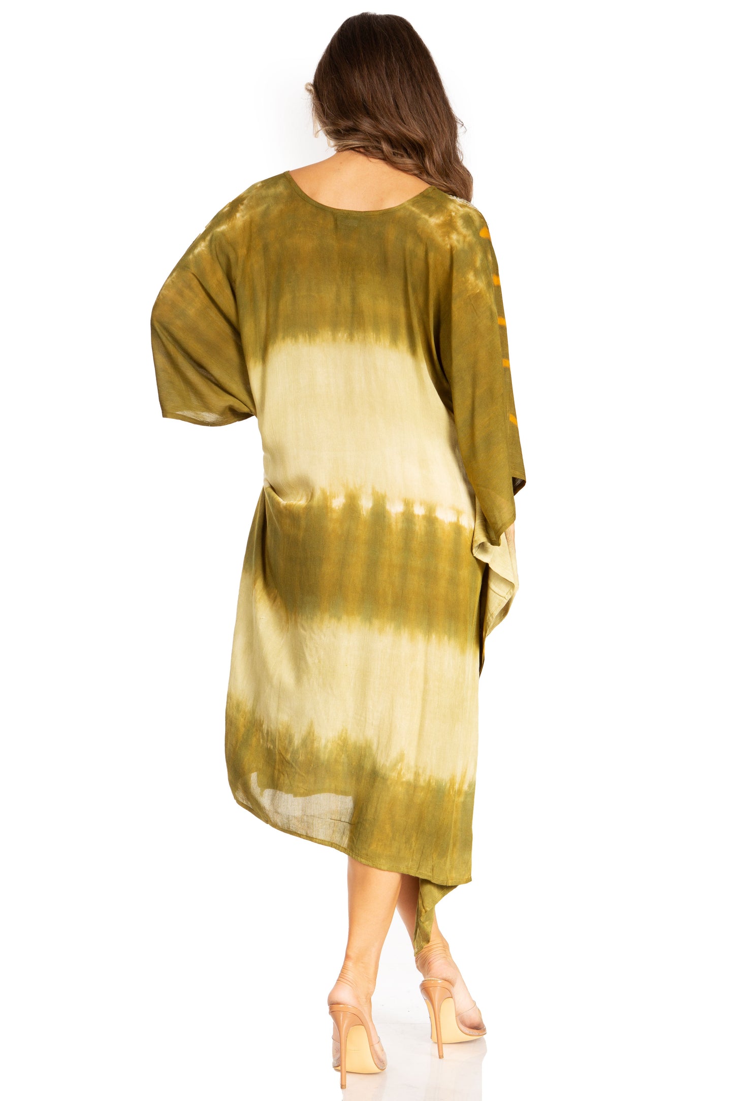 Sakkas Clementine Second Women's Tie Dye Caftan Dress/Cover Up Beach Kaftan Boho - Concordia Style Boutique