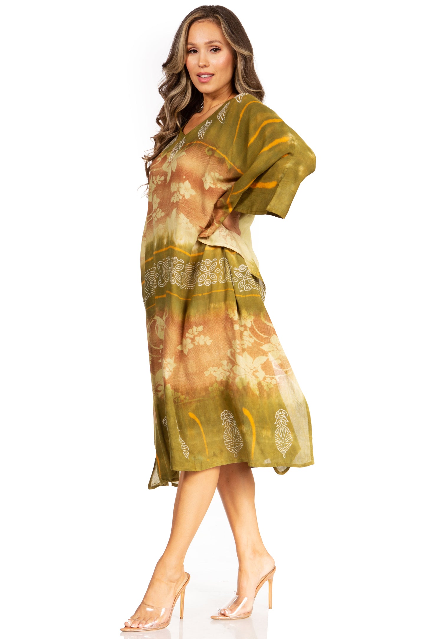 Sakkas Clementine Second Women's Tie Dye Caftan Dress/Cover Up Beach Kaftan Boho - Concordia Style Boutique