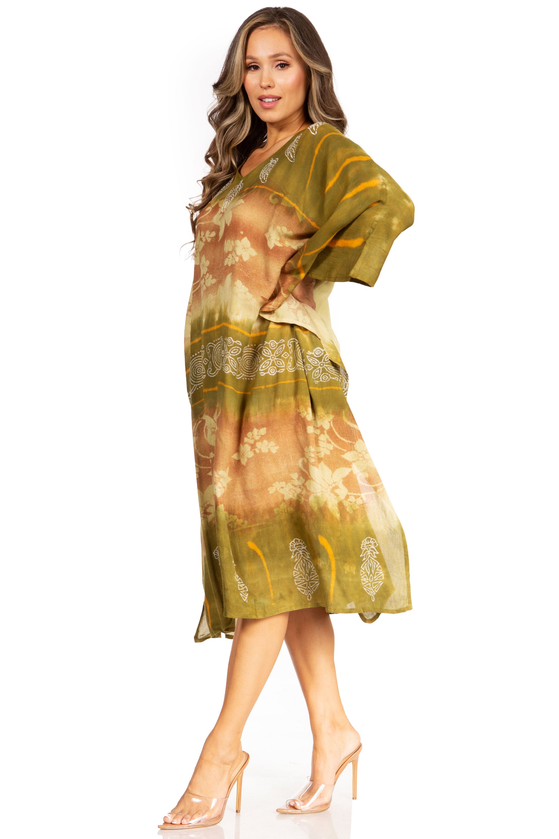 Sakkas Clementine Second Women's Tie Dye Caftan Dress/Cover Up Beach Kaftan Boho - Concordia Style Boutique