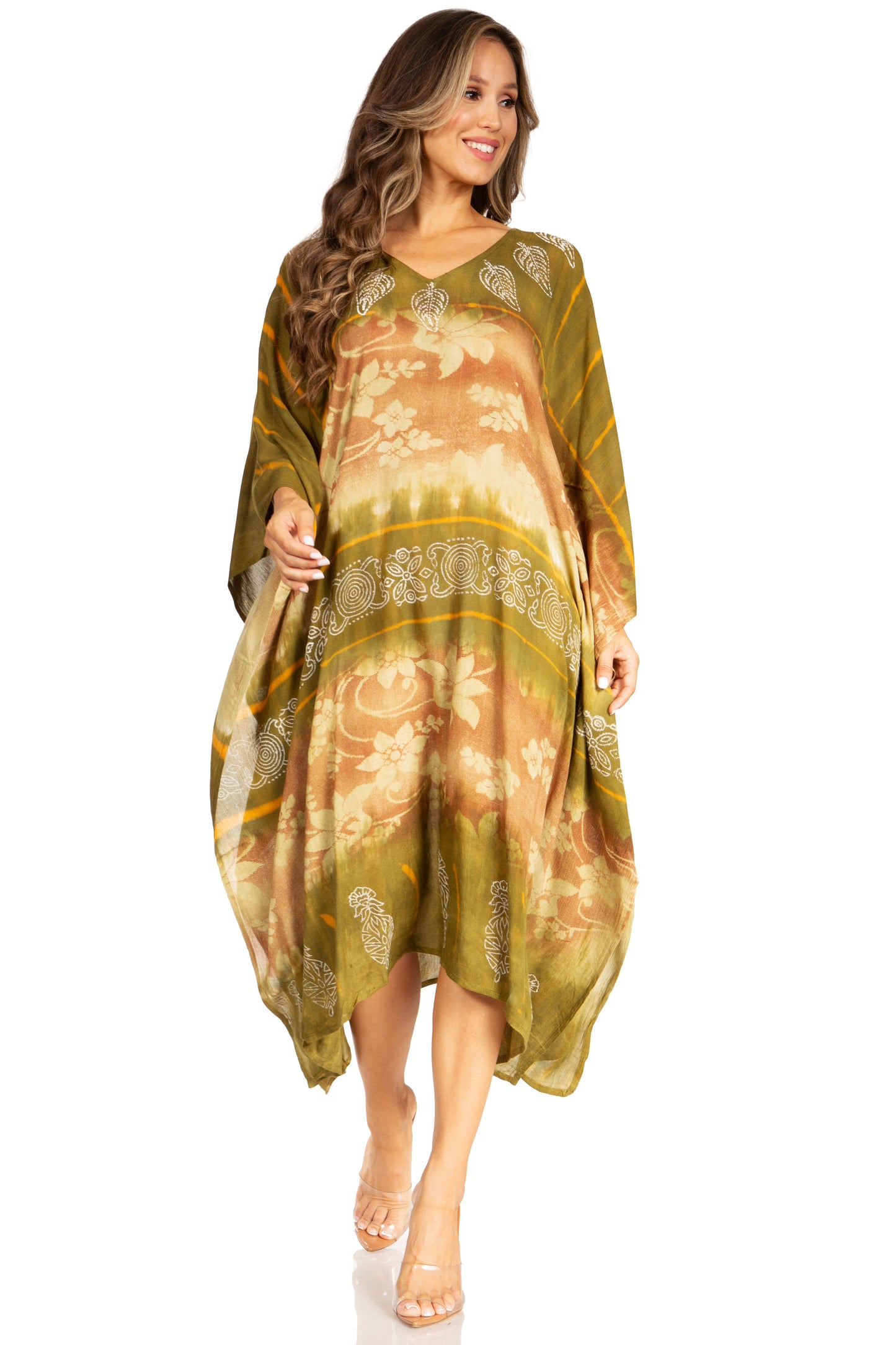 Sakkas Clementine Second Women's Tie Dye Caftan Dress/Cover Up Beach Kaftan Boho - Concordia Style Boutique