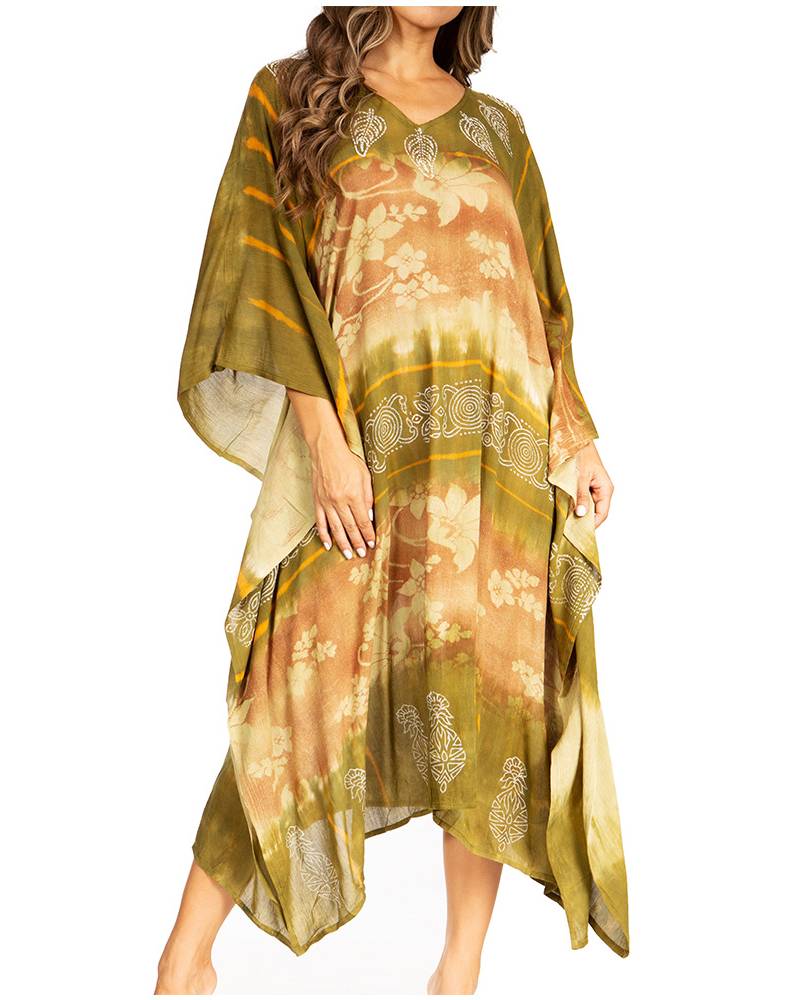 Sakkas Clementine Second Women's Tie Dye Caftan Dress/Cover Up Beach Kaftan Boho - Concordia Style Boutique