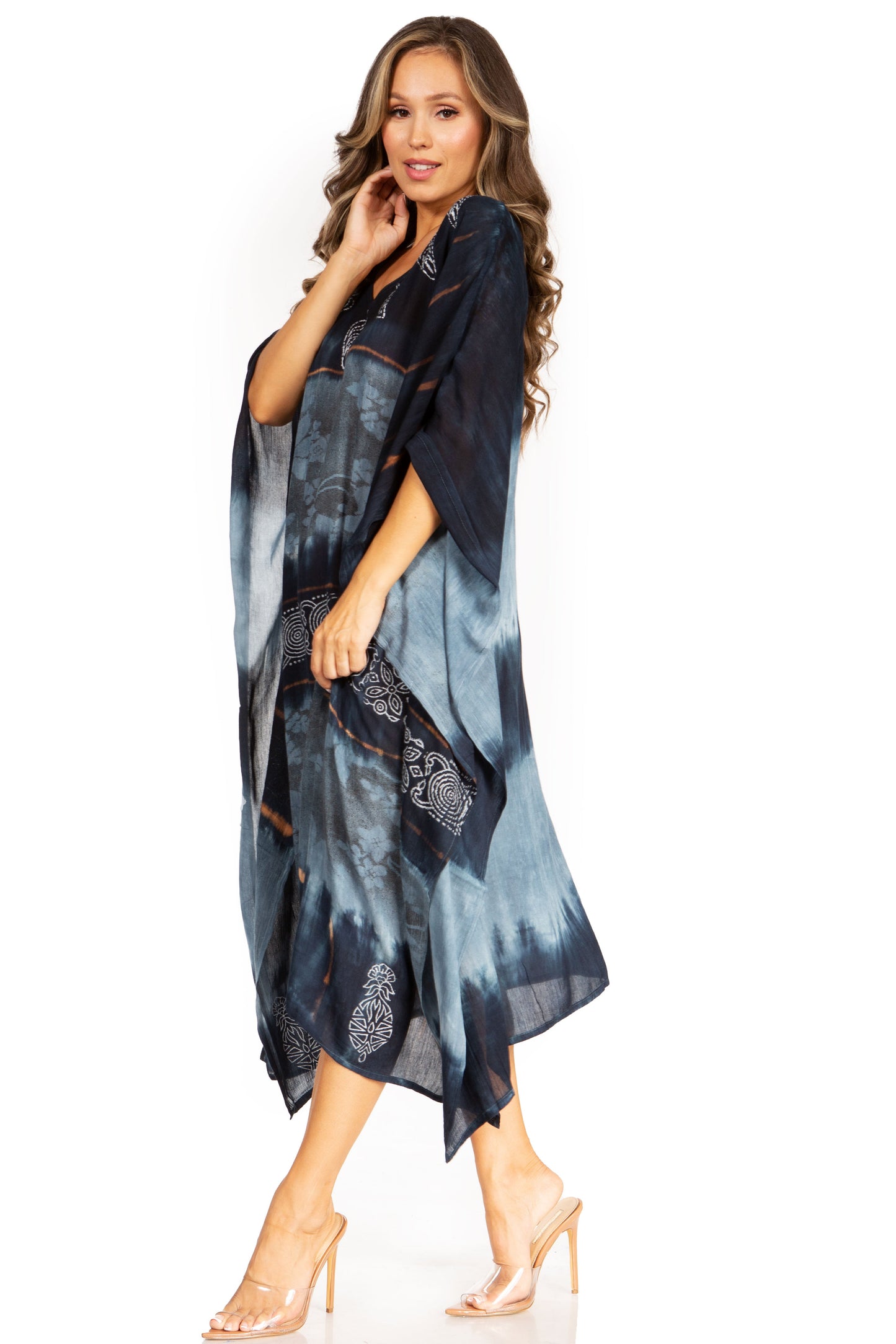 Sakkas Clementine Second Women's Tie Dye Caftan Dress/Cover Up Beach Kaftan Boho - Concordia Style Boutique