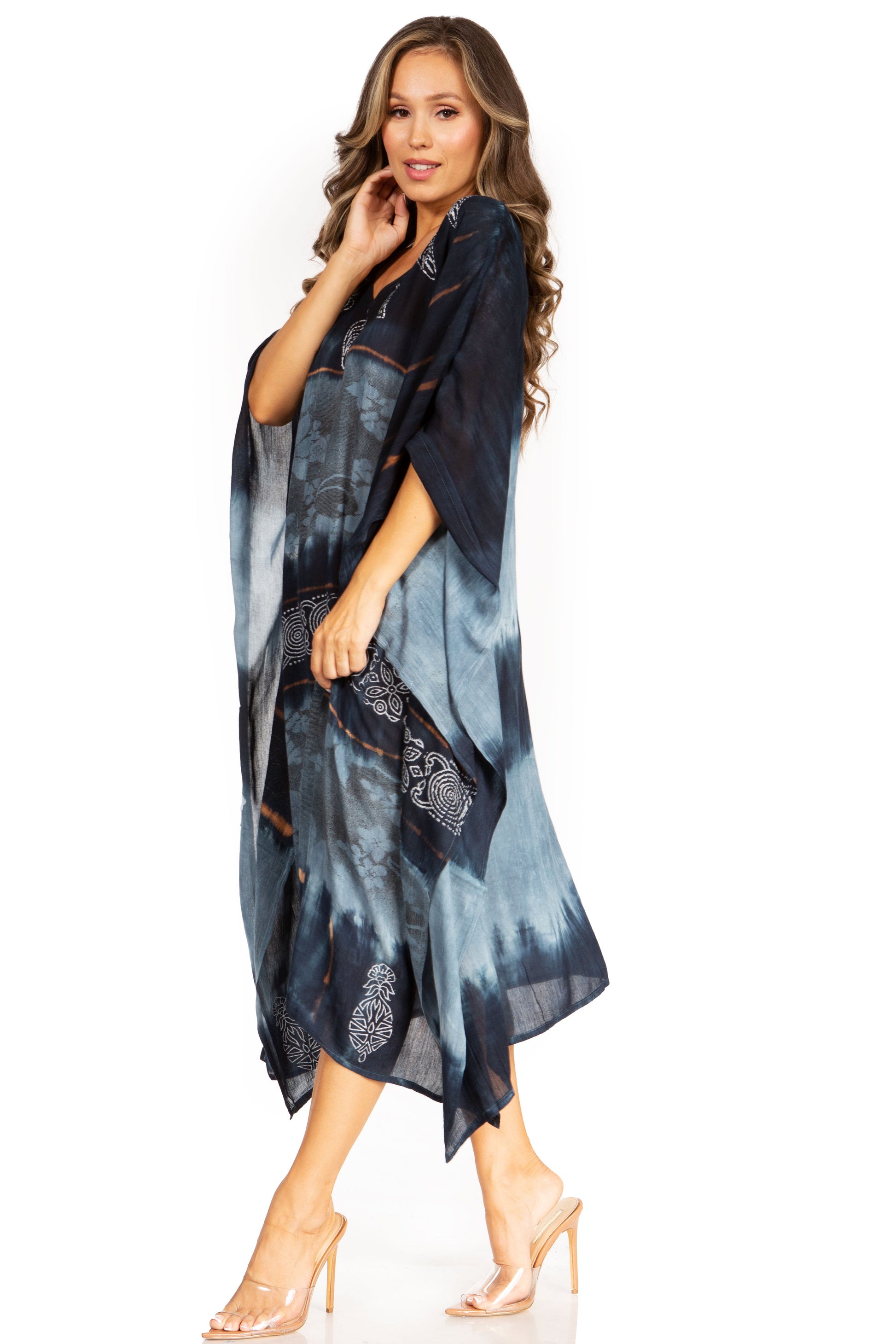 Sakkas Clementine Second Women's Tie Dye Caftan Dress/Cover Up Beach Kaftan Boho - Concordia Style Boutique
