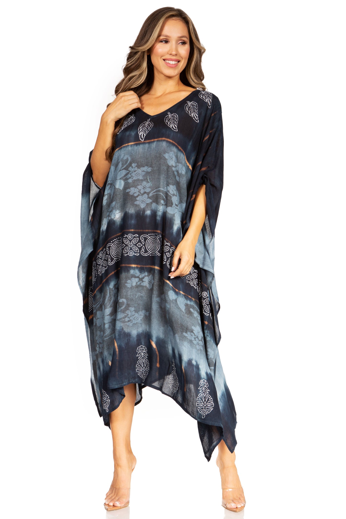 Sakkas Clementine Second Women's Tie Dye Caftan Dress/Cover Up Beach Kaftan Boho - Concordia Style Boutique