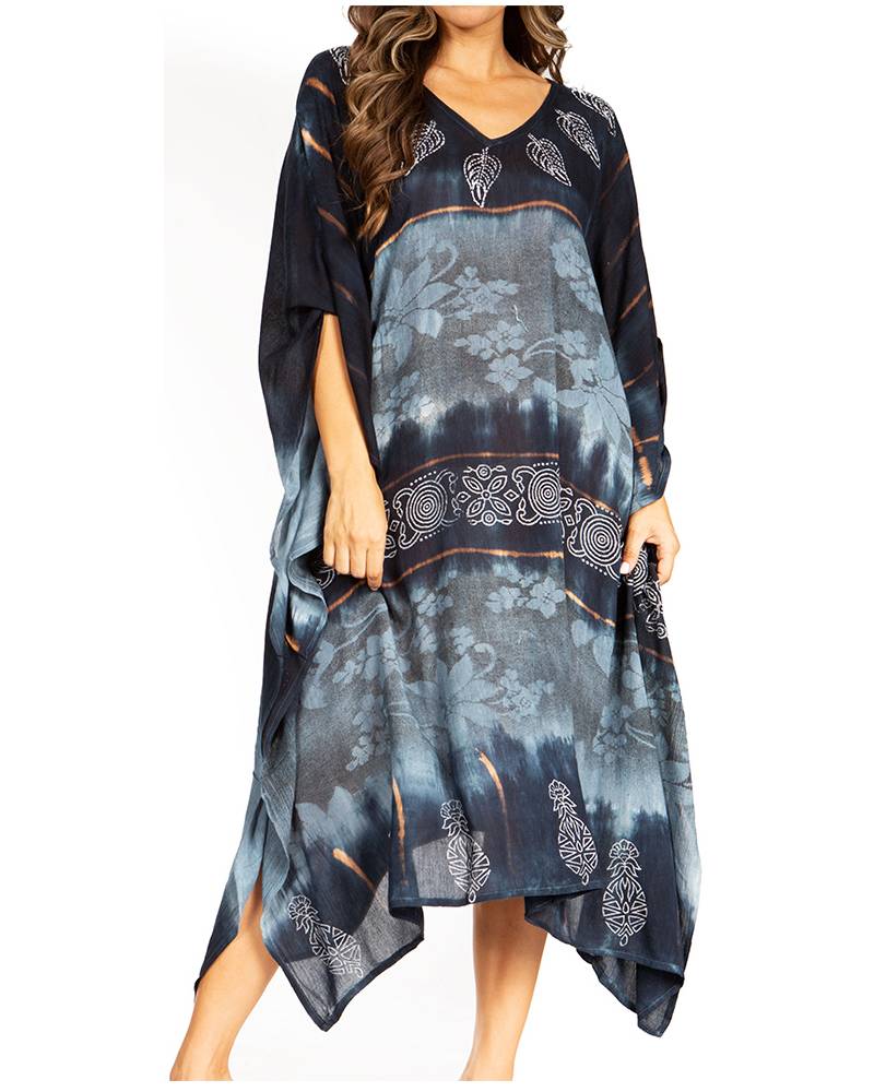 Sakkas Clementine Second Women's Tie Dye Caftan Dress/Cover Up Beach Kaftan Boho - Concordia Style Boutique