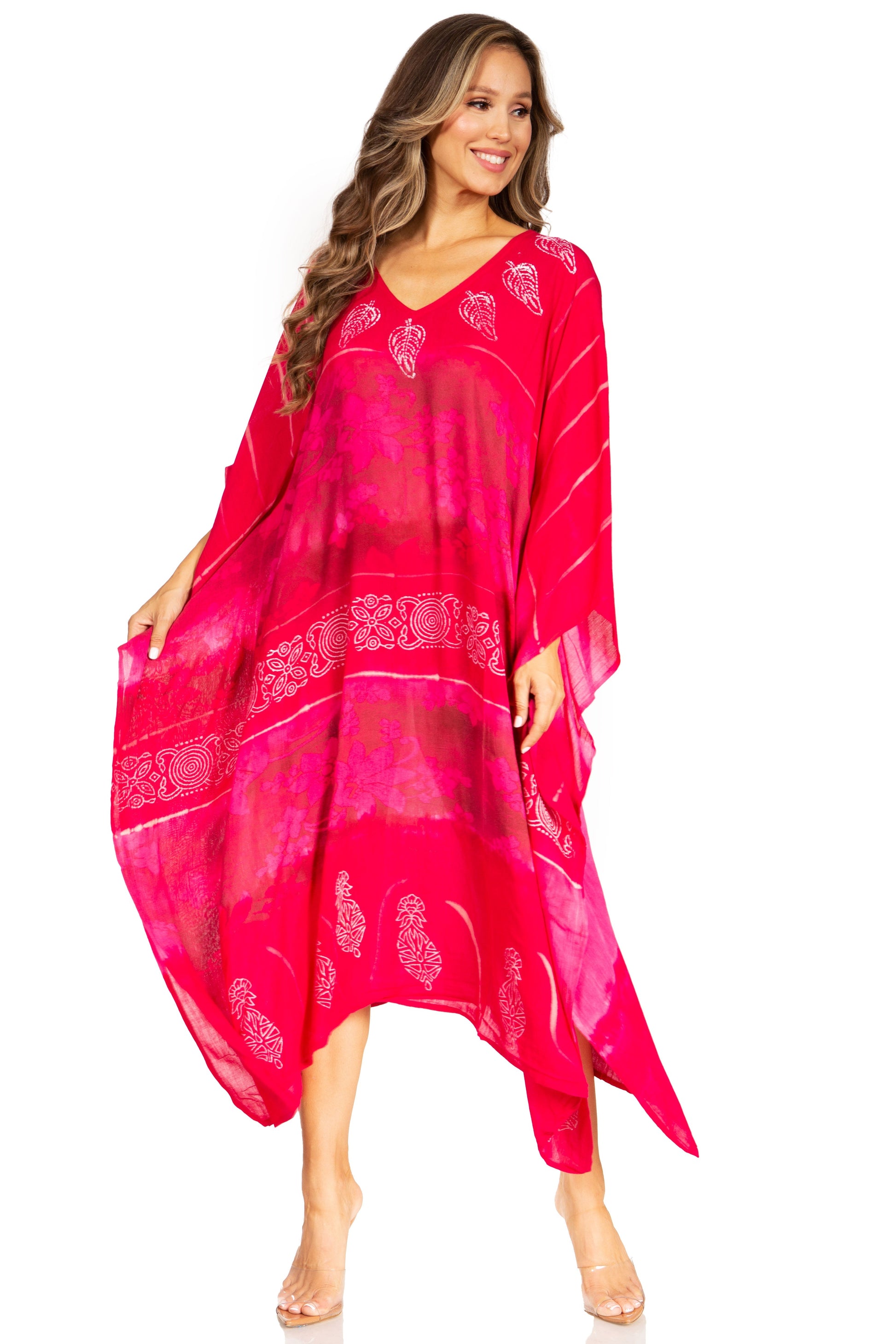 Sakkas Clementine Second Women's Tie Dye Caftan Dress/Cover Up Beach Kaftan Boho - Concordia Style Boutique